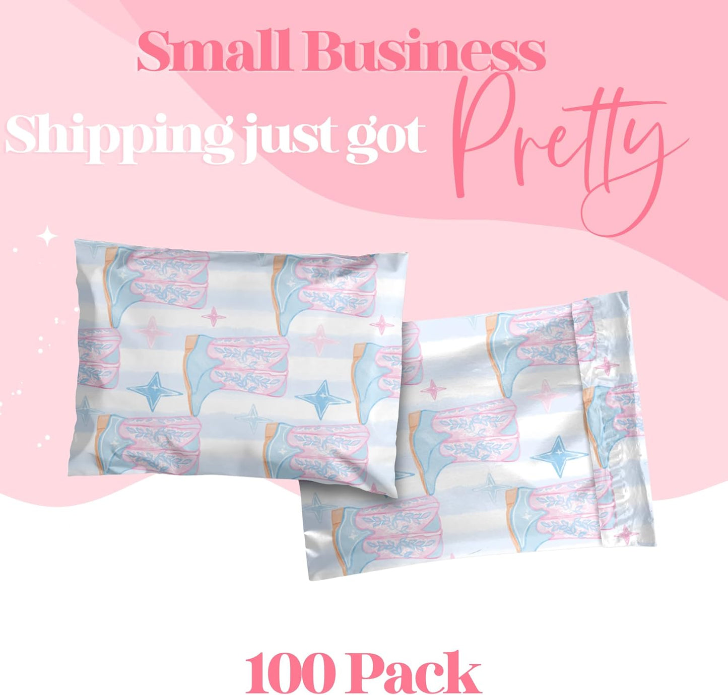 14.5x19 Designer Poly Mailer 100 Pack Heavy Duty Waterproof Self Seal Shipping Bags for Small Business Large Mailing Envelopes Bulk Tear Resistant Packaging Cowgirl Boots Western