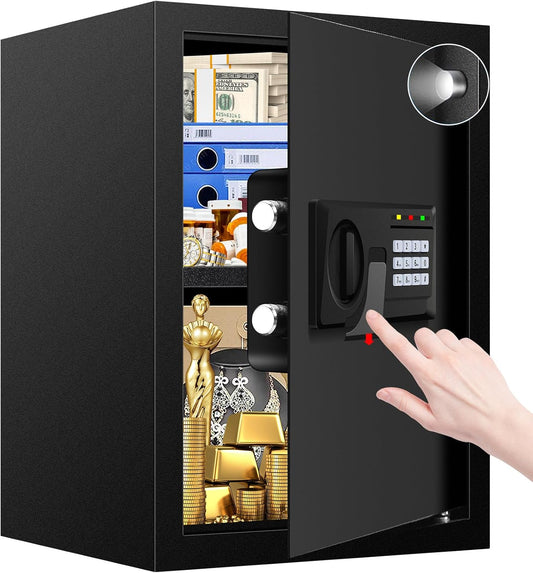 3.2 Cuft Large Fire Proof Safe for Home Documents, Digital Security Safety Box with Electronic Keypad and Keys, Anti-Theft Fire Safes for Home, Fireproof Box for Money Firearm Medicine Valuables