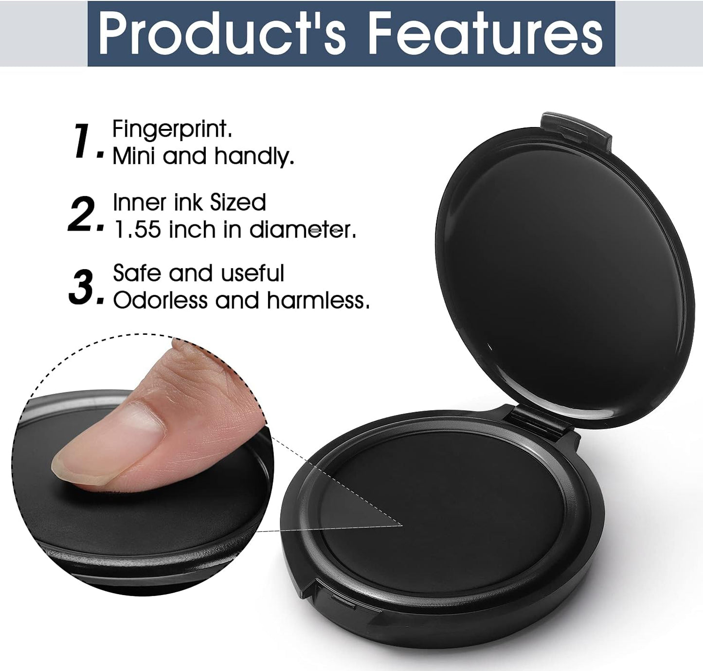1 Pack Thumbprint Fingerprint Ink Pad Stamp Pad for Notary Supplies Identification Security ID Fingerprint Cards Law Enforcement Fingerprint Black Stamp Ink pad