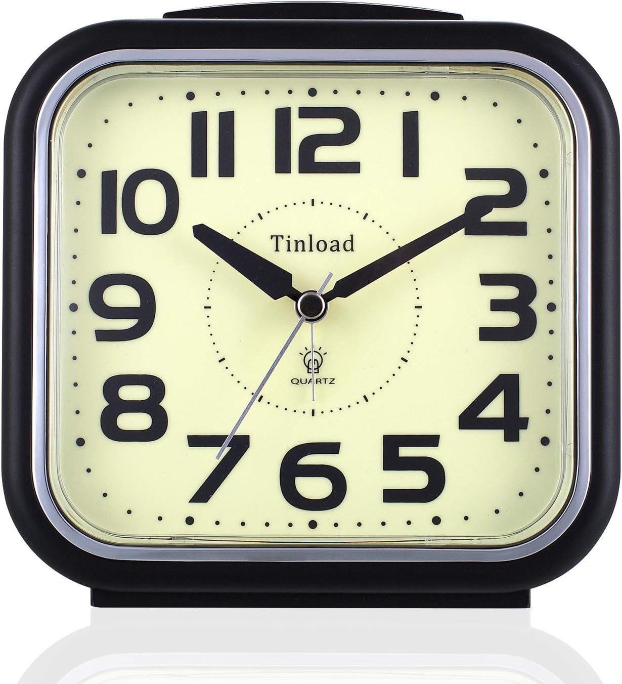 5.5" Large Analog Alarm Clock Silent Non Ticking, Glow in Dark dial, Gentle Wake, Beep Sounds, Increasing Volume, Battery Operated Snooze and Manual Light, Easy Set (Best for Elder)