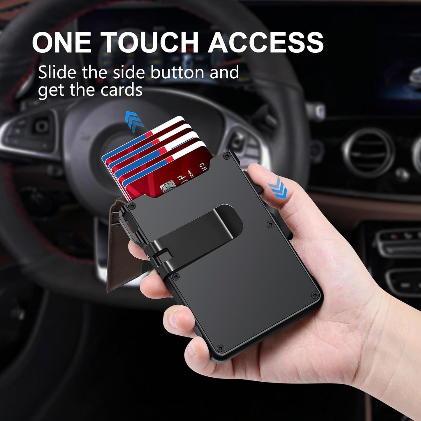 Airtag Wallet for Men, Mens Smart Wallet for Air Tag RFID Blocking, Minimalist Bifold Pop Up Aluminum Credit Card Case Holder 12+ Cards with ID Window, Gift for Men, No Airtag Included, Coffee Brown