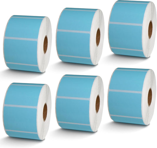BETCKEY - 2" x 1.5" UPC Barcode & Address Labels Compatible with Zebra & Rollo Label Printer,Premium Adhesive & Perforated[Light Blue, 6 Rolls, 6000 Labels]