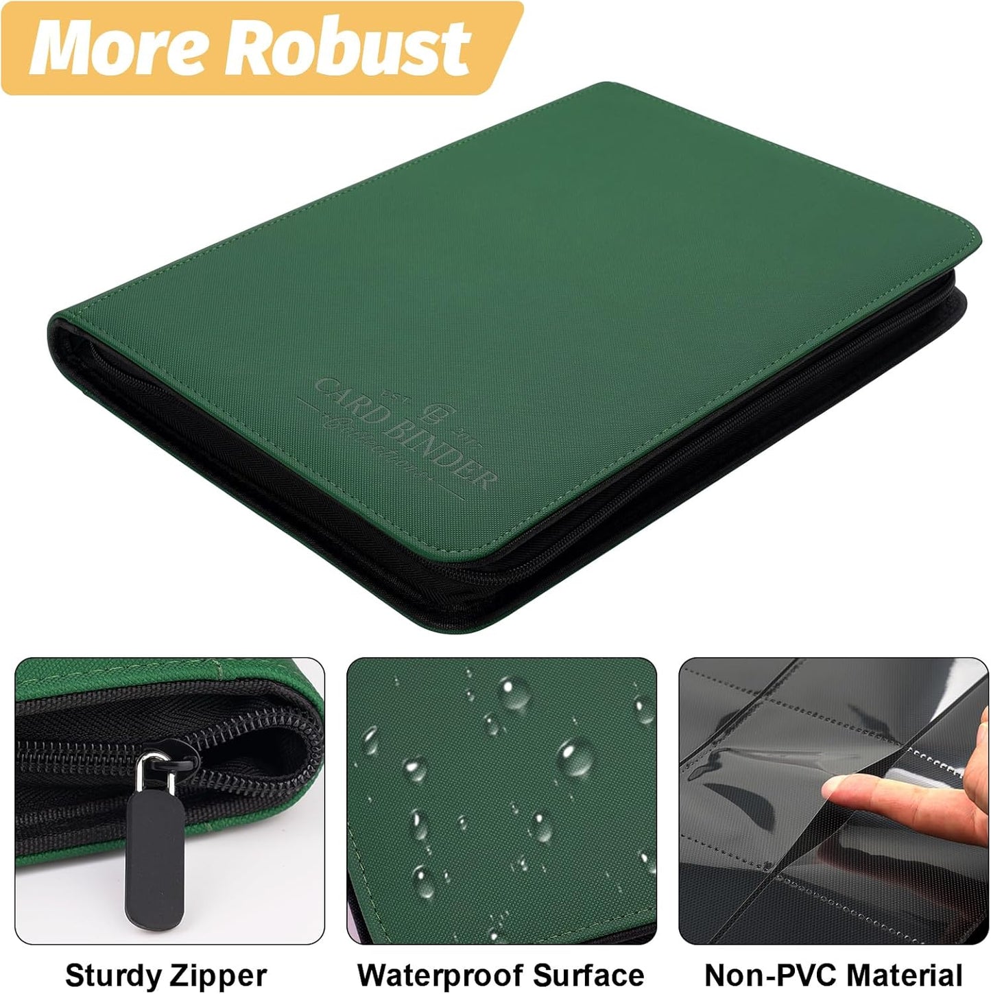 9 Pockets Card Binder,Premium Zip Trading Card Binder,540 Double Sided Pocket PU Collection Binder, Collector Album, Card Folder for MTG, TCG, Business Cards.(Blackish Green)