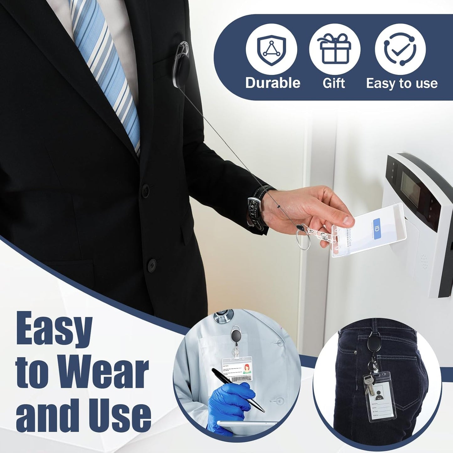 Honoson 170 Pcs Heavy Duty Retractable Badge Reels Batch ID Badge Holder Retractable Clip Bulk Key Holder with Ring for Office Worker Employee, Doctor Nurse Gifts (Black)