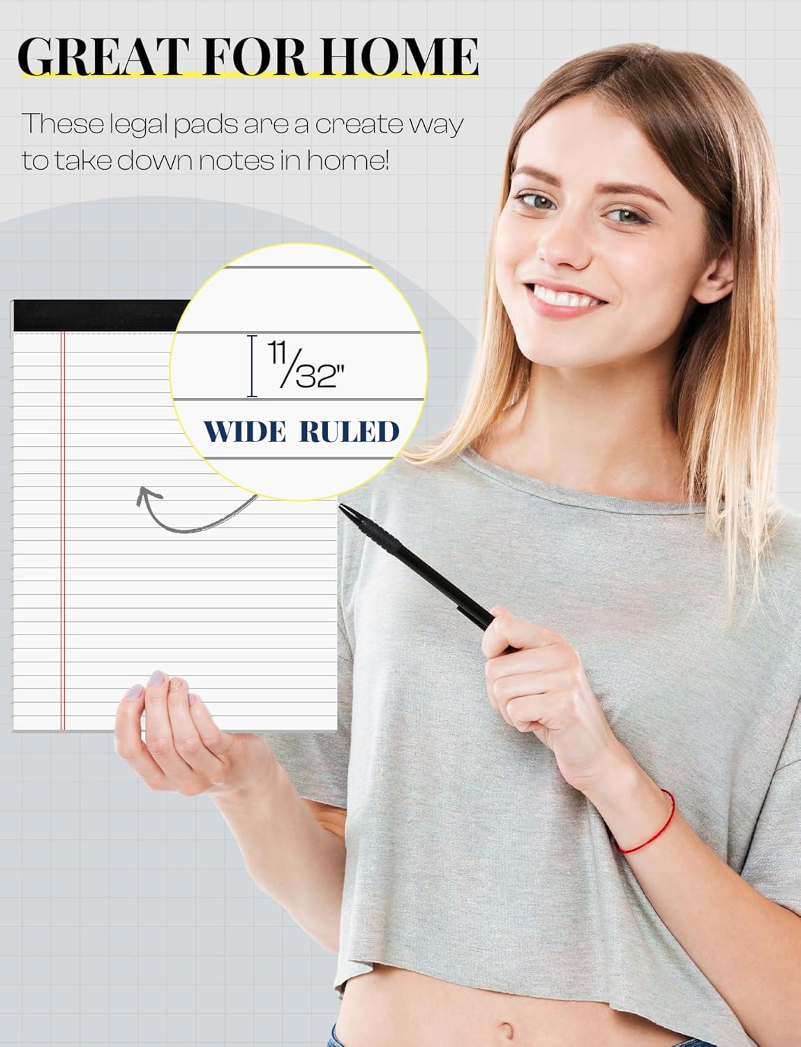 3 Pack Legal Pads 8.5 x 11 White Notepads Paper Tablets- Note Pads 8.5 x 11 Wide Ruled Pads of Paper, Writing Pads 8.5 x 11, Lined Paper Pads 8.5 x 11, Legal Notepads 8.5 x 11 In with 30 Sheets/Pad