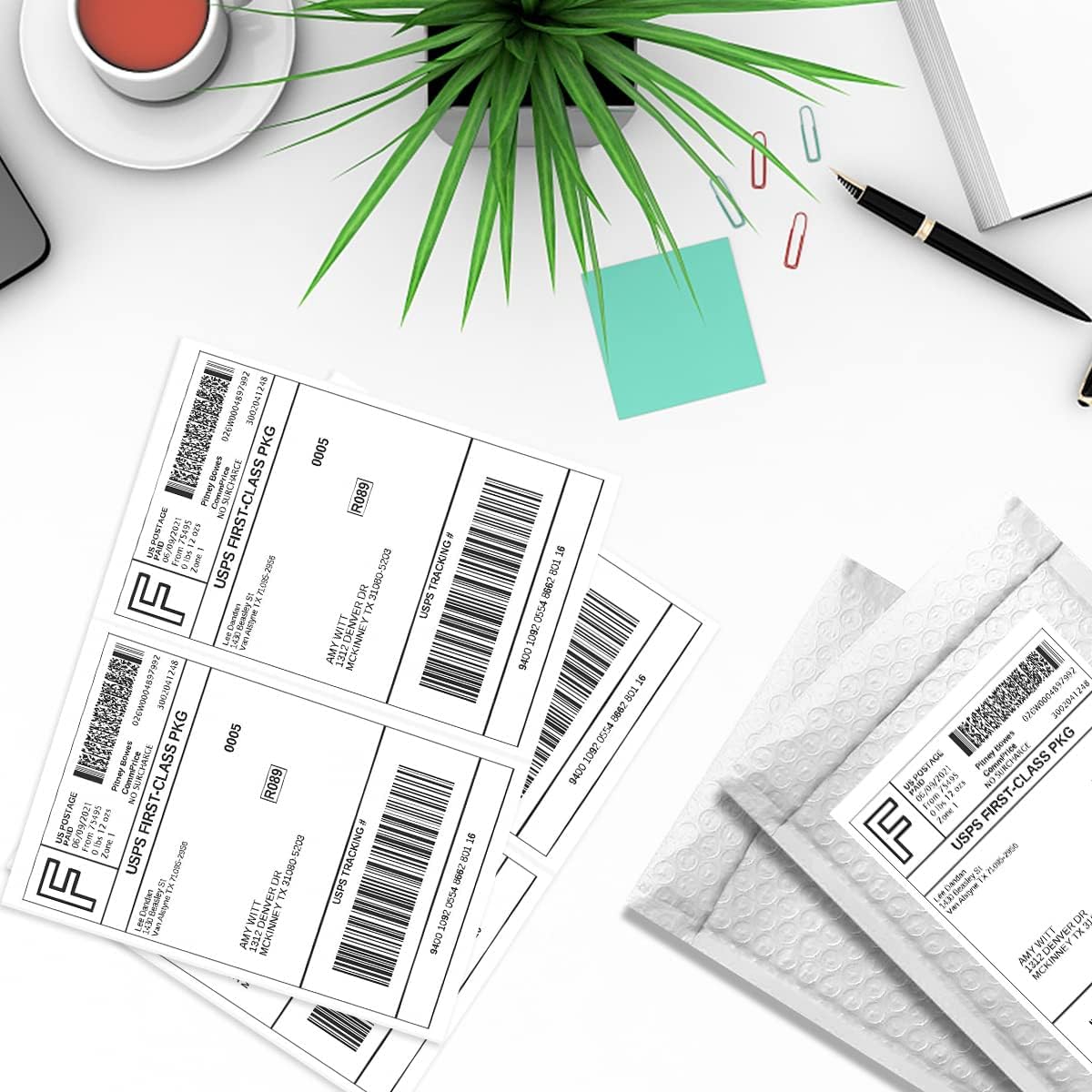 BESTEASY 200 Half Sheet Self Adhesive Shipping Labels, Laser/Ink Jet White Blank Shipping Labels 8.5" x 5.5" Address Labels (100 Sheet Total 200 Labels)