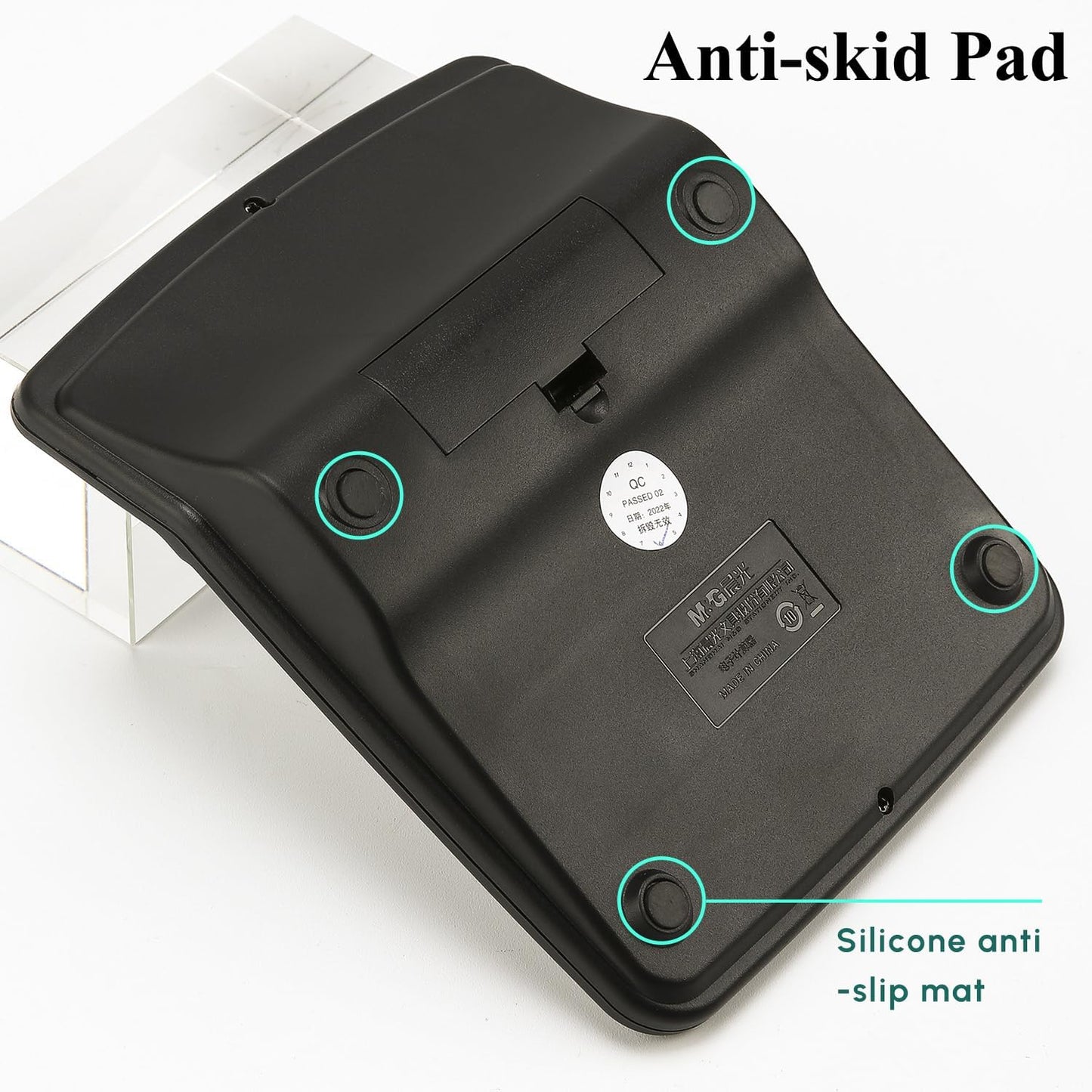 M&G Desk Calculator 12 Digit Office Calculators with Large LCD Display, Dual Solar Power and Battery, Recessed Big Button Calculator for Office Home School (Black)