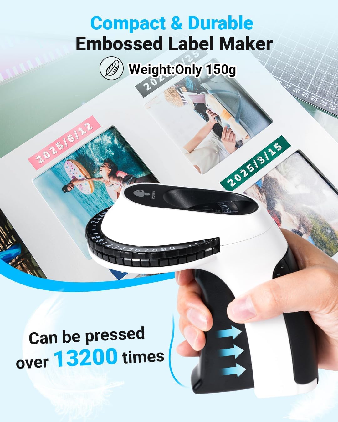 Phomemo Embossing Label Maker Machine, Vintage Embossed Label Maker, Retro Embosser Labeler with 6 Rolls Label Tapes, Old School Label Makers Waterproof for Home Office Kids DIY Crafting -Black