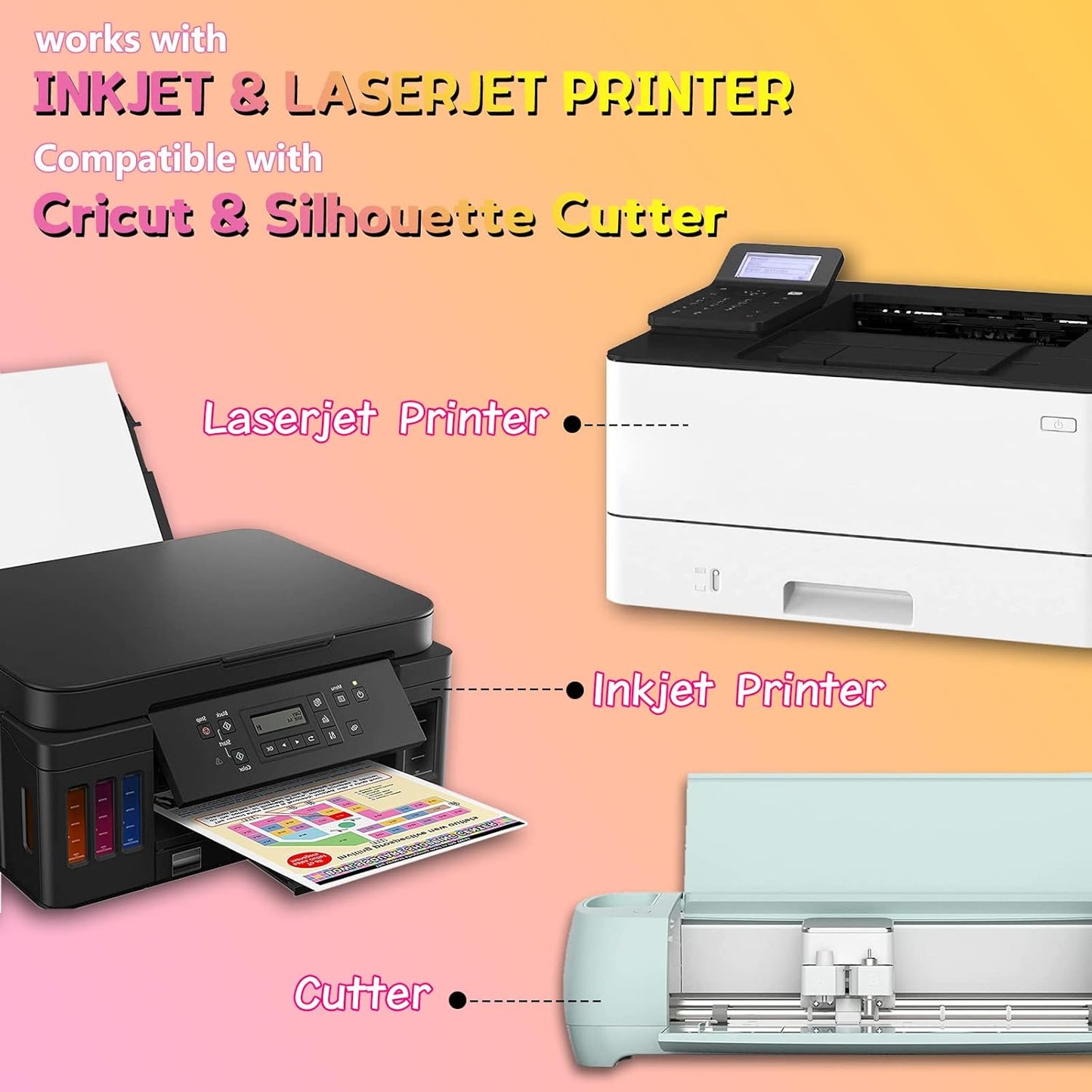 HTVRONT Heat Transfer Paper for Light T Shirts -25 Sheets 8.5x11" Iron on Transfer Paper for Inkjet & Laser Printer, Stretchable & Durable Printable Heat Transfer Vinyl, Easy to Use