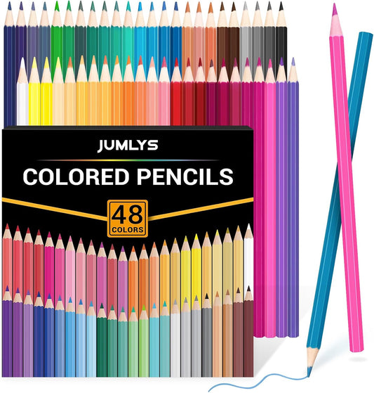 Jumlys 48 Pack Colored Pencils Set, Pre-sharpened Coloring Pencils for Kids Beginners, Colored Pencils for Adult Coloring Books, Ideal Art Supplies for Sketching, Coloring & Painting