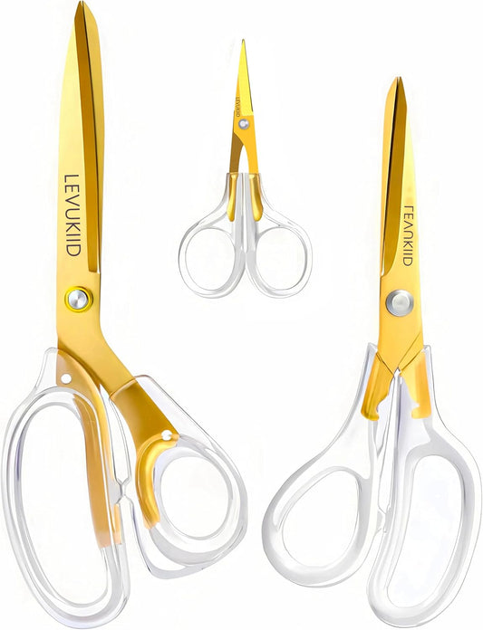 9 Inch All Purpose Scissors for Adults - Ins Style Clear Handle, 2Cr13 Stainless Steel Sharp Blade - Ideal for Fabric Crafts, Tailor's Shears - All-Purpose Fabric Scissors, Crafting & Office