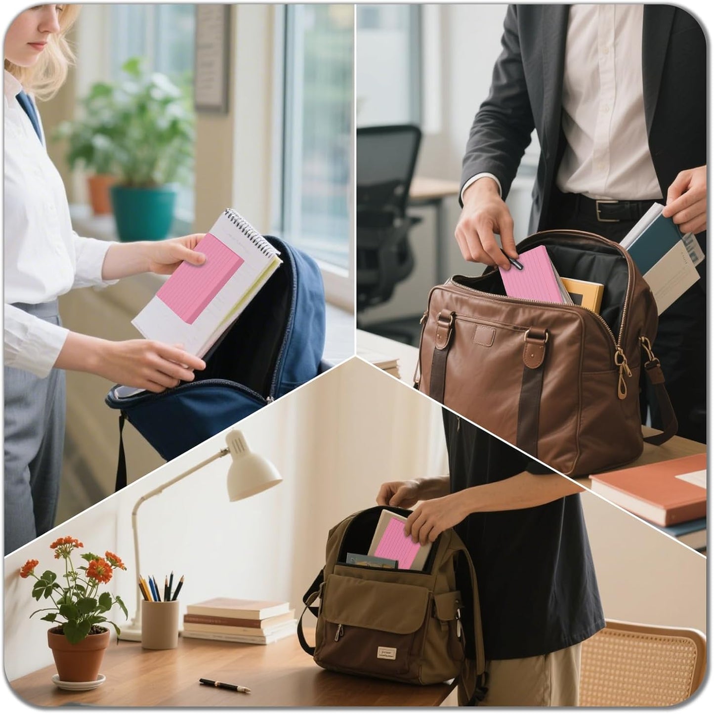 250 Count Index Cards 3x5 Inch 180gsm, Heavy Weight Pink Color Flash Card (50 Sheets Each), Note Taking for Students, Teachers, Professionals, Study Note Cards for Office Home School