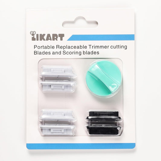 Likart 6-Pack Paper Cutter Replacement Blade kit,Compatible for Cricut Portable Trimmer/Basic Trimmer/Cricut Roll Holder,4 Cutting Blades & 2 Scoring Blades with a Holder,Light Green