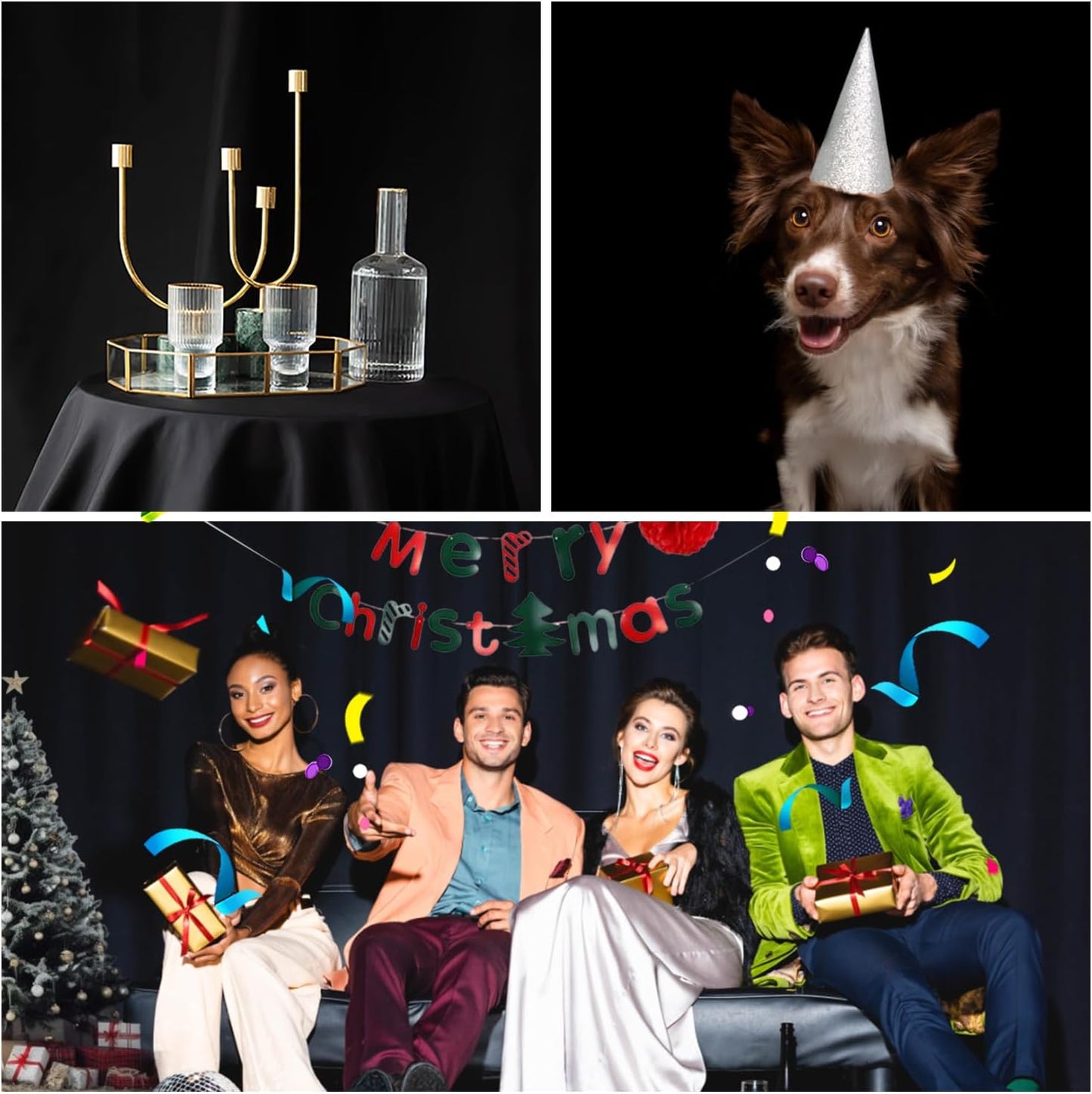 Black Backdrop 10x10ft, Photo Backdrop Curtain for Photoshoot, Pure Photographic Studio Backgrounds, Thick Polyester Fabric Photography Black Screen for Party Portraits Video Recording (Backdrop Only)