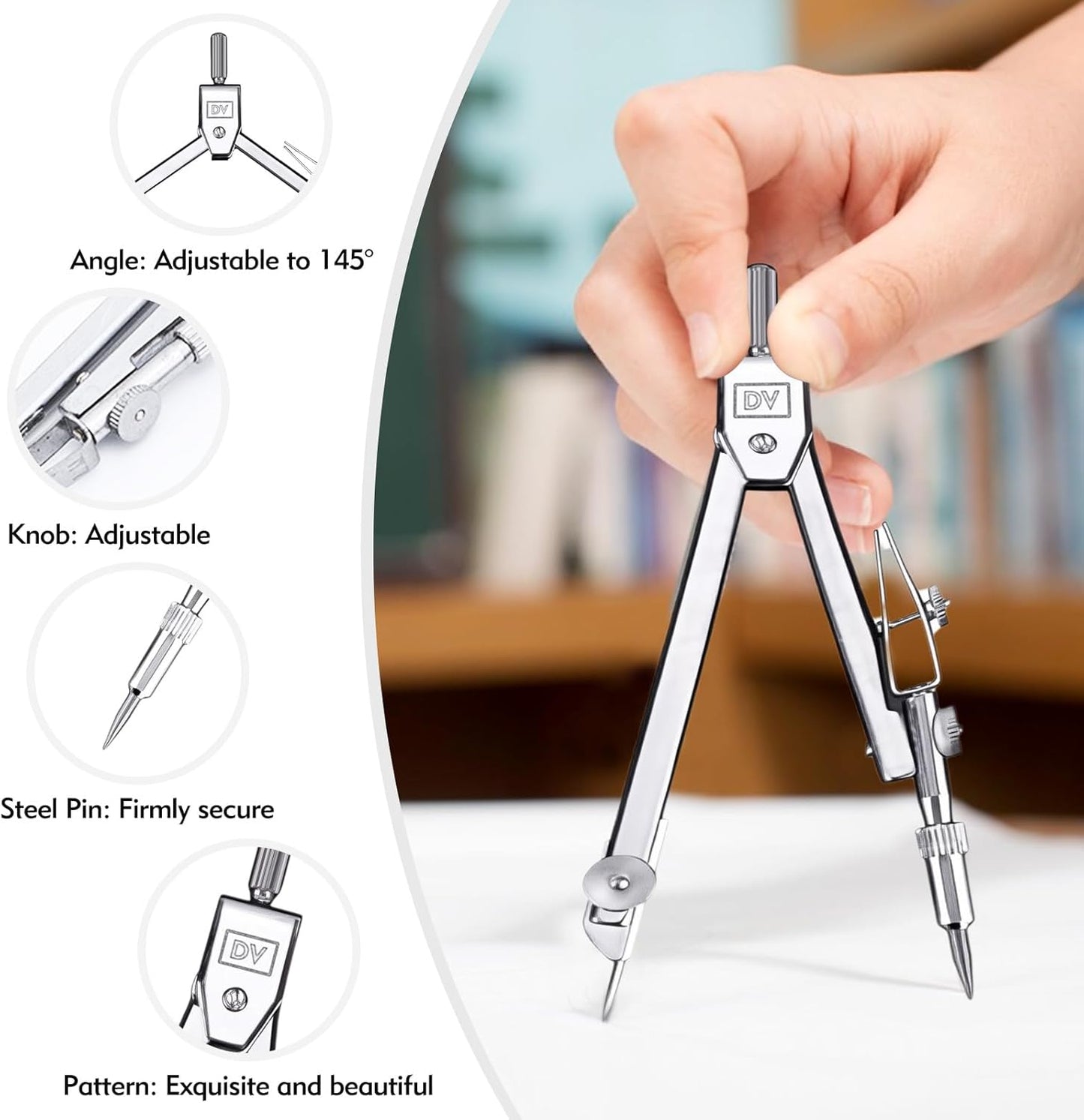 3 Pcs Plastic 12 Inch Ruler, Clear Protractor and Compasses Set for Student Geometry, Durable Transparent Drawing Measuring Rulers for School Office