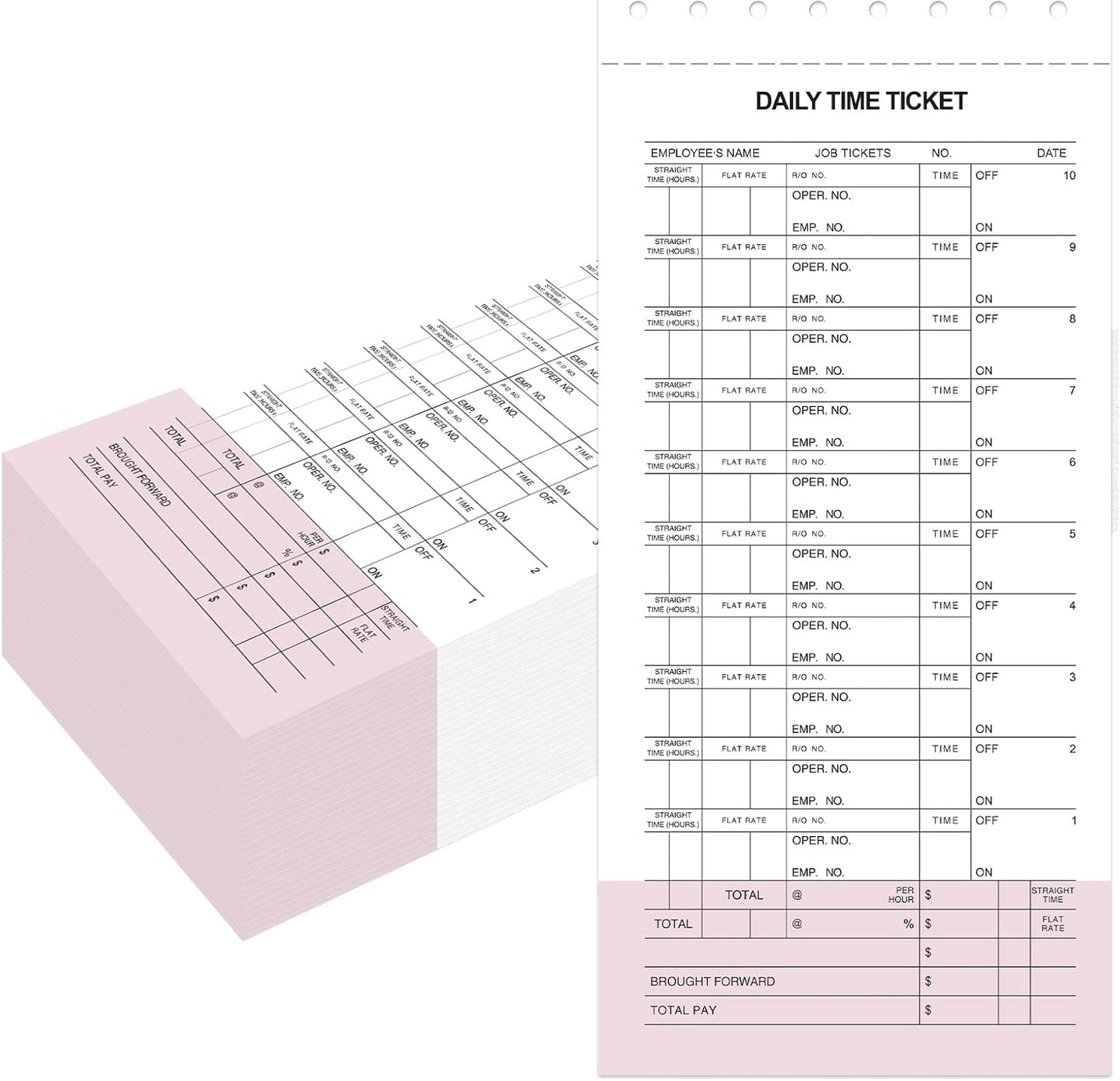 500 Pack Daily Time and Job Ticket 12 Flag Mechanics Time Sheets Cards for Employees Weekly Format Repair Shop Office Business, 4 1/4" x 9 1/2"