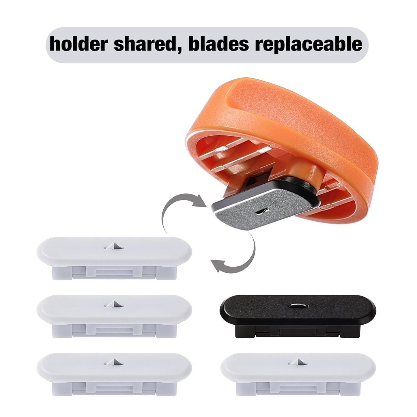 Likart 6-Pack Paper Cutter Replacement Blades kit, Portable Trimmer Cutting Blades Compatible for Portable Trimmer/Basic Trimmer/Roll Holder,4 Cutting Blades & 2 Scoring Blades with a Holder,Orange