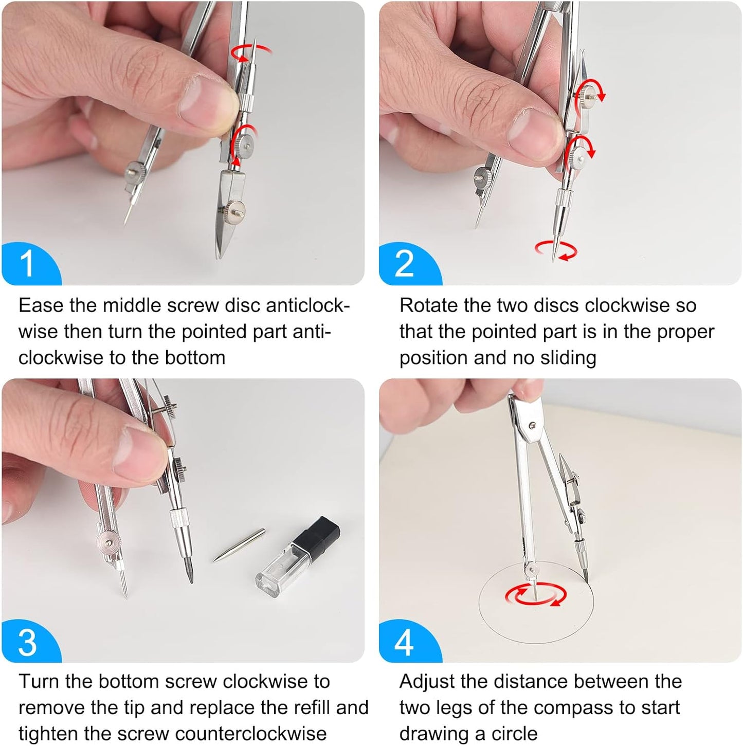 6 Sets Compass and Protractor Sets Student Basics Geometry Math Set Metal Compass and 6 Inch 180 Degree Protractors Geometry Graphing Drawing Tools for Office and School Supplies (Colorful)