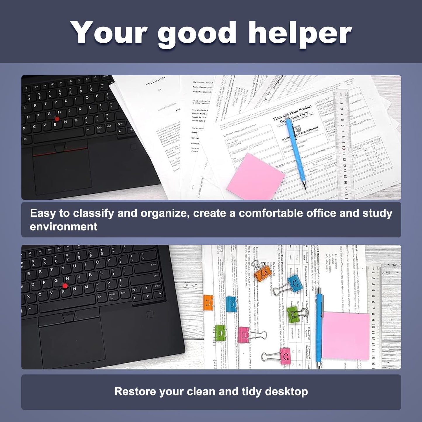 120 Pack Smiling Binder Paper Clips, Mini Metal Binder Clips for Kitchen, Send Goods from Local Warehouse, Cute Binder Clips, School Personal Document Organizing Classifying, Office, Paper Clamps