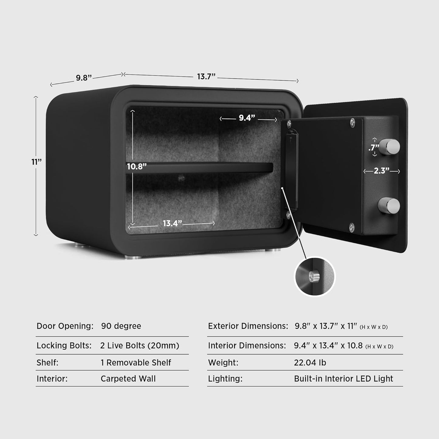 Home Safe Box, Digital Small Personal Safes, caja fuerte, Security Money Closet Electronic Lock Box with Keypad for Pistol Cash Jewelry, Document, Hotel, Dorm, Office (1.0cuft Black)