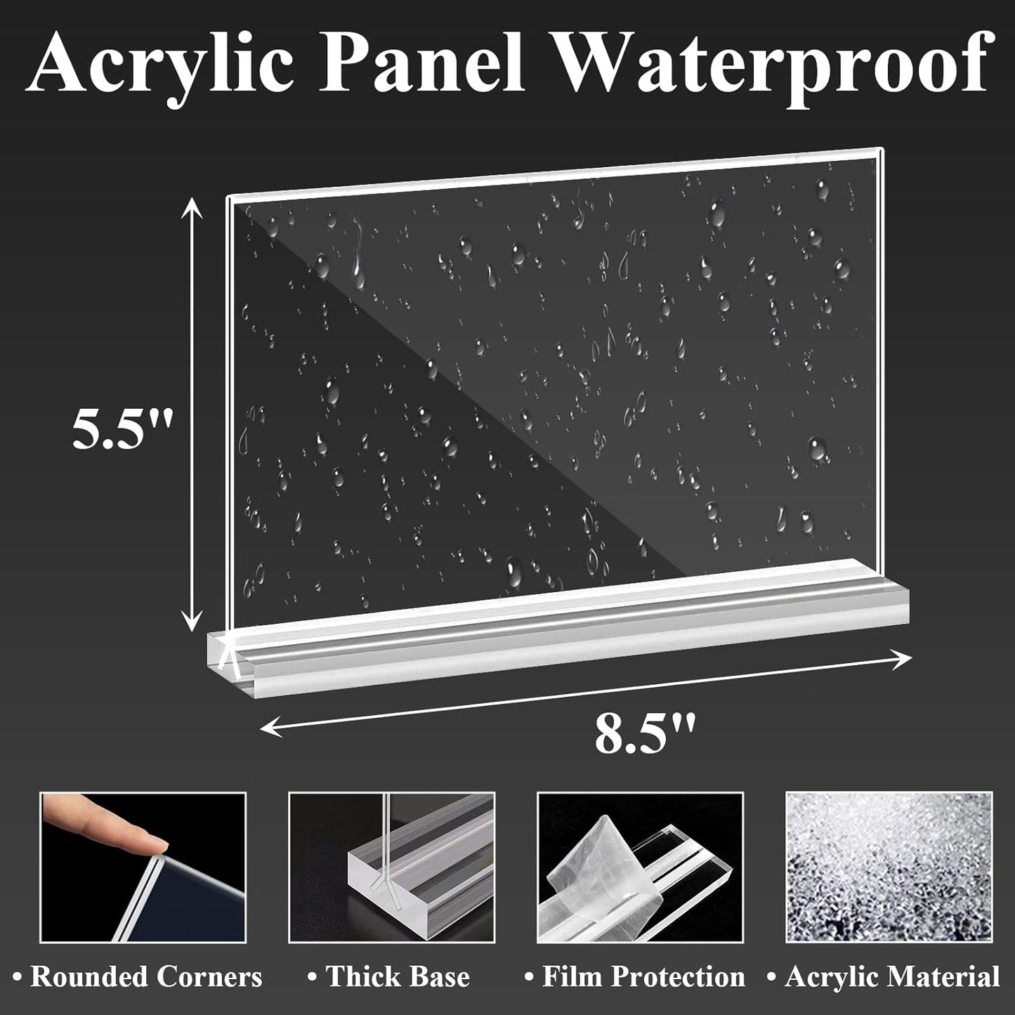 Acrylic Sign Holder 8.5 x 5.5 Horizontal, 8Pack Double-Sided Standup Table Top Clear Sign Holders, T Shape Plastic Acrylic Picture Frame Menu Flyer Paper Holder Display Stands for Office Store Wedding