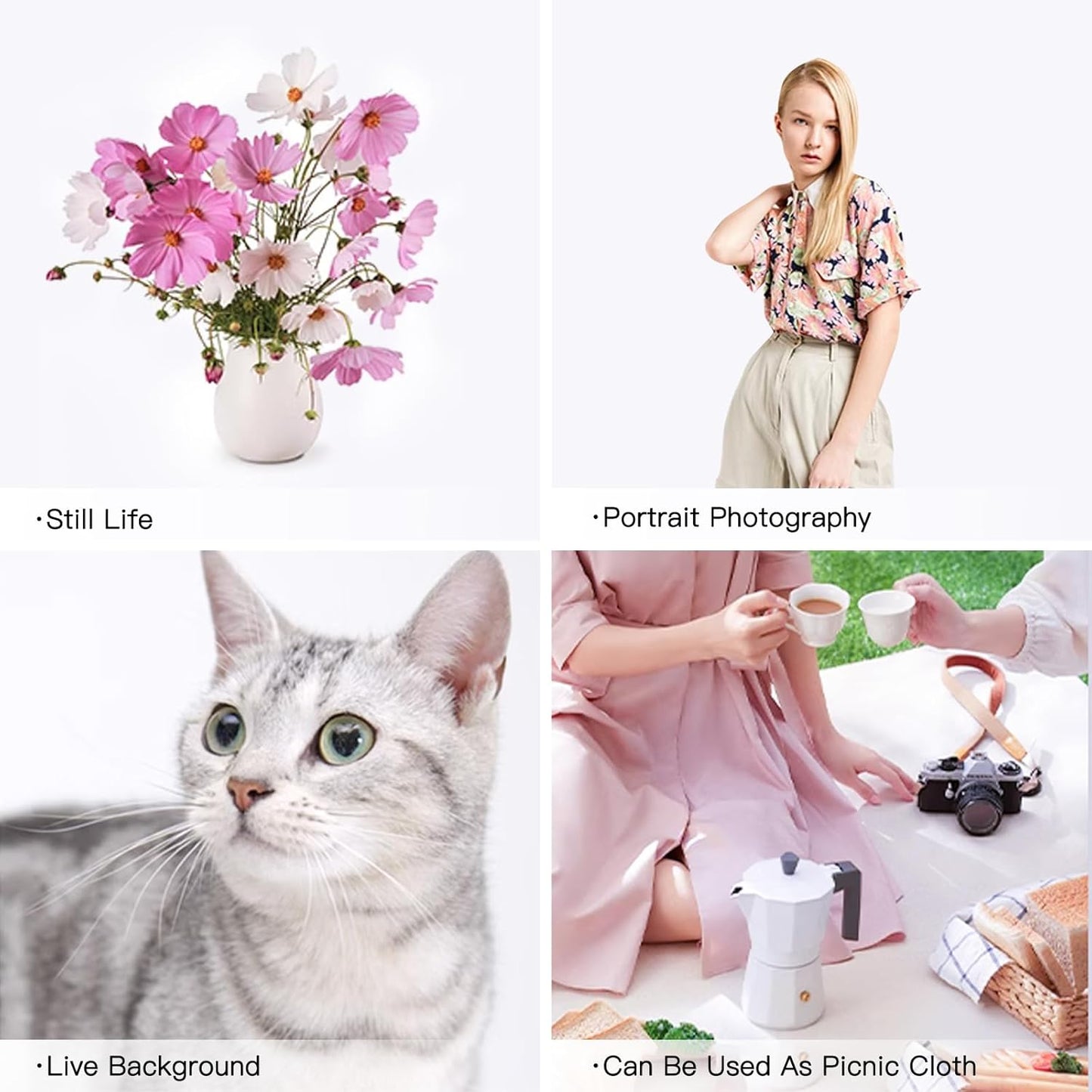 BEIYANG White 10 x 20 Ft Large Screen Backdrop for Photography, Pure White Non-Reflective Fabric Wrinkle Free Photo Background for Zoom Meeting, Game Live Steaming and Photo Studio Shooting Props