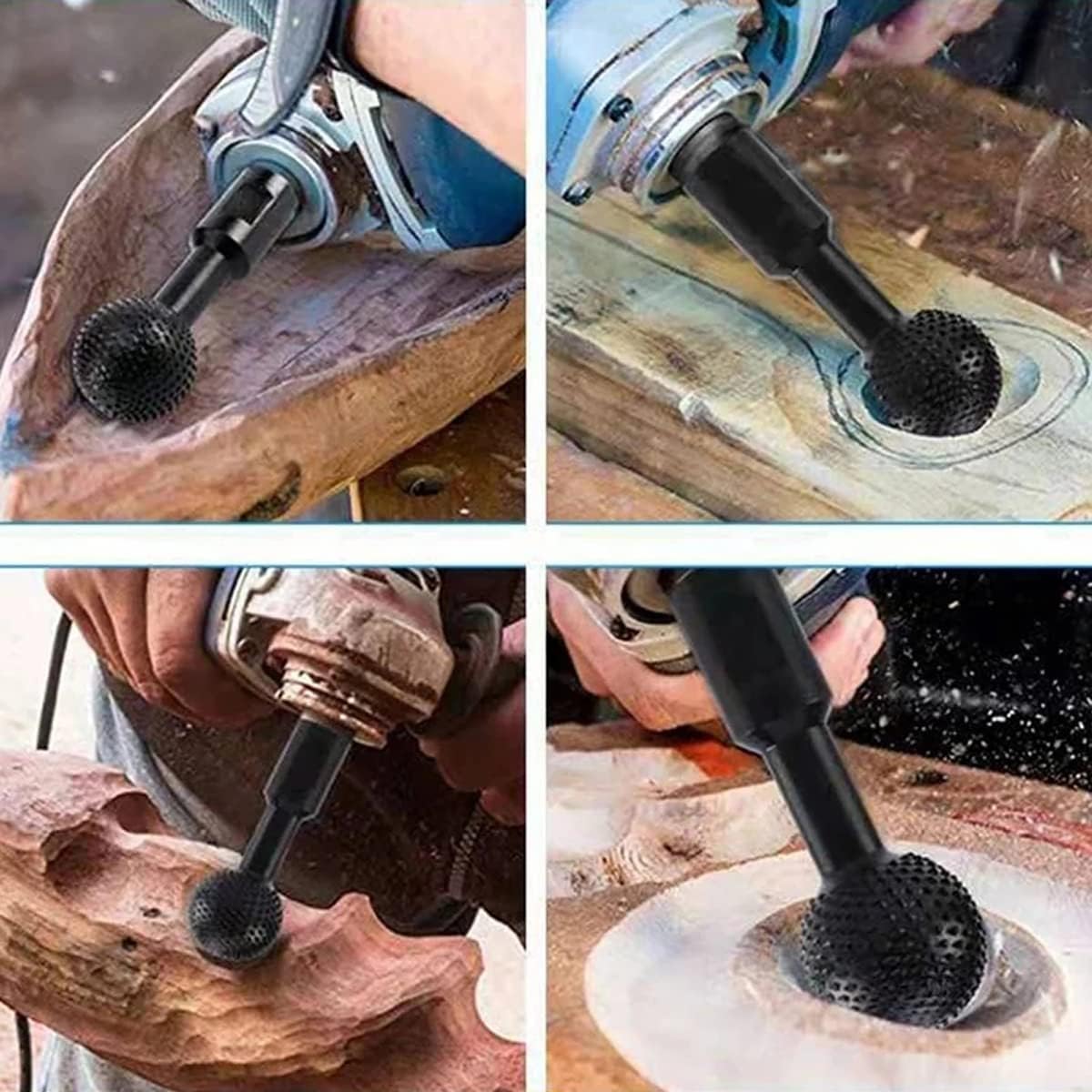 2 Pcs Sphere Rotary Burr with 5/8-11 Threads for 4 1/2 and 5 Inch Angle Grinder, Wood Carving Burrs for Carving Grinding Polishing Engraving