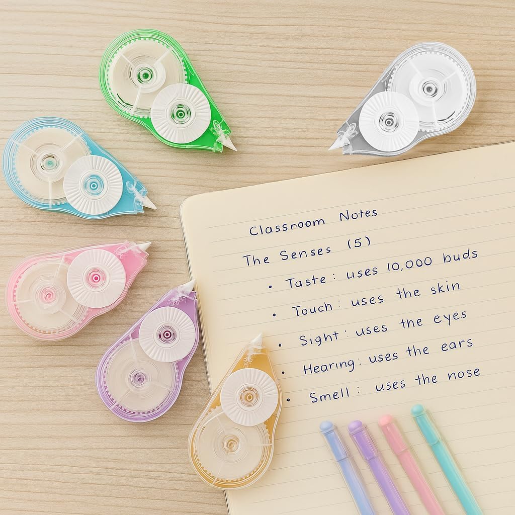 6 Pack Extra-Long Correction Tape – 98ft (30m) Each, Total 590 ft – High Capacity White Out Tapes, Smooth & Precise, Tear-Resistant, No Mess, Easy-to-Use Dispensers for Office, School & Home Supplies