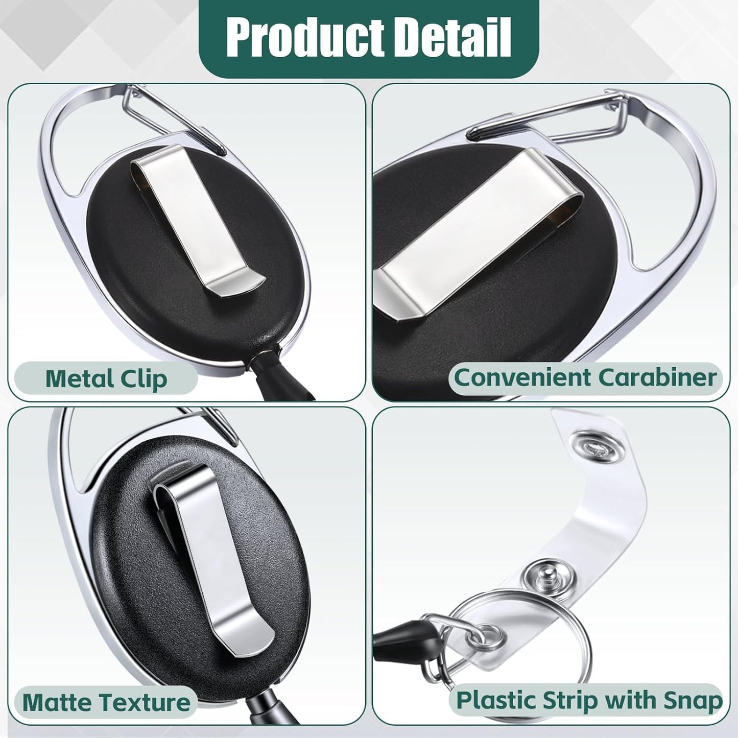 Honoson 20 Pcs Heavy Duty Retractable Badge Reels Batch ID Badge Holder Retractable Clip Bulk Key Holder with Ring for Office Worker Employee, Doctor Nurse Gifts (Black)