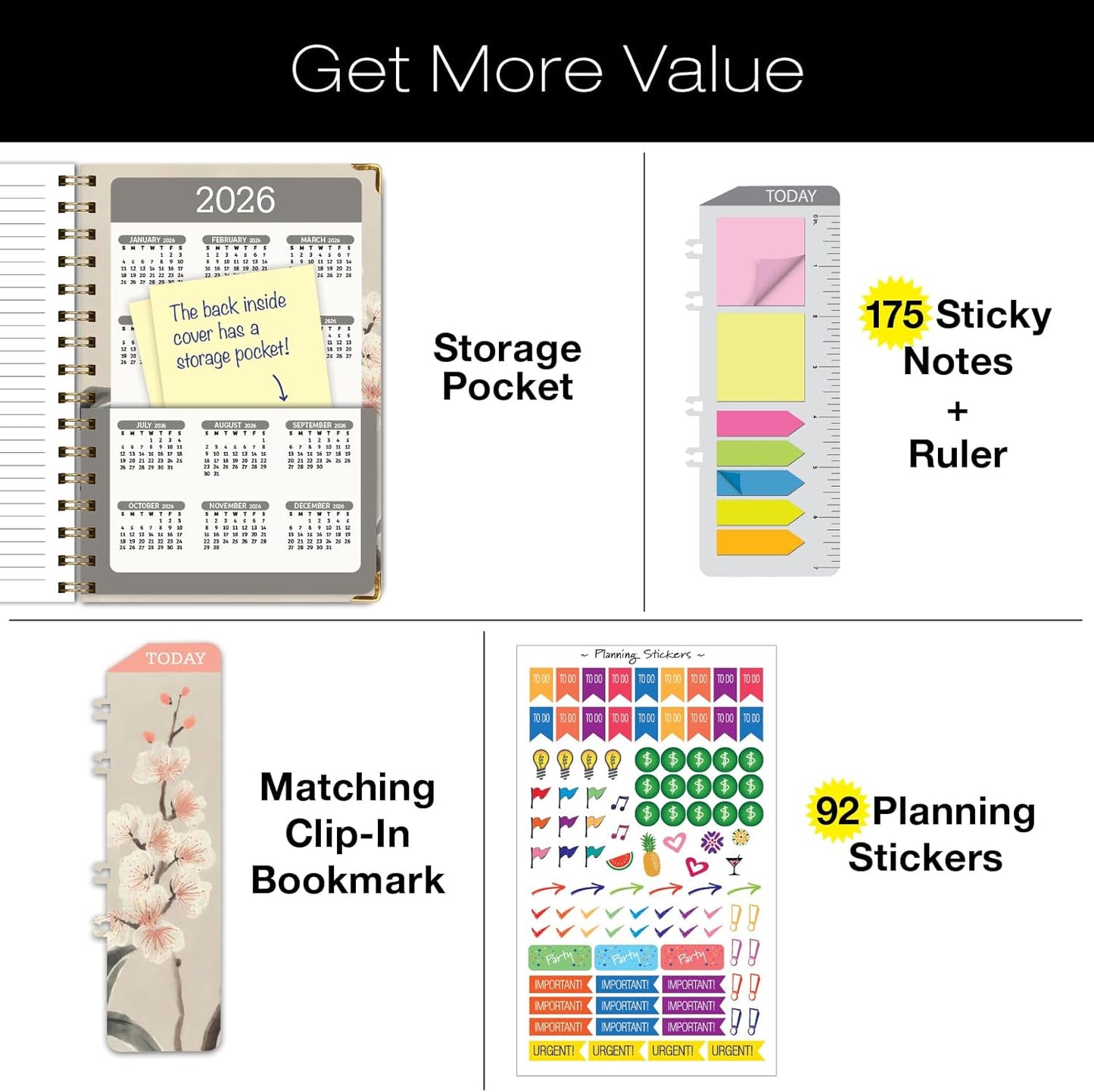 HARDCOVER Academic Year 2025-2026 Planner: (June 2025 Through July 2026) 5.5"x8" Daily Weekly Monthly Planner Yearly Agenda. Bookmark, Pocket Folder and Sticky Note Set (Orchid)