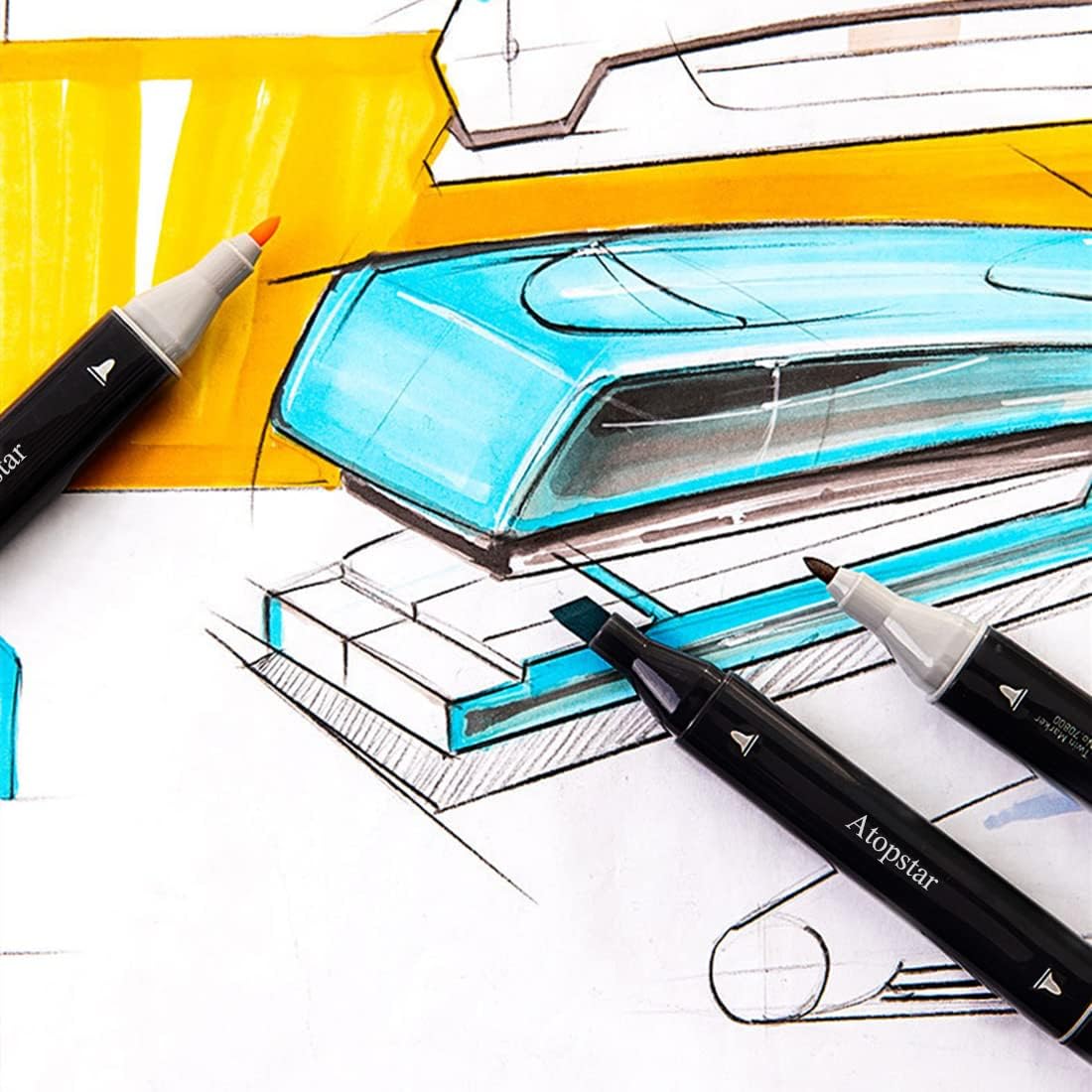 80 Colors Alcohol Markers Artist Drawing Art for Kids Dual Tip Adult Coloring Painting Supplies Perfect Boys Girls Students Adult(80 Black Shell)