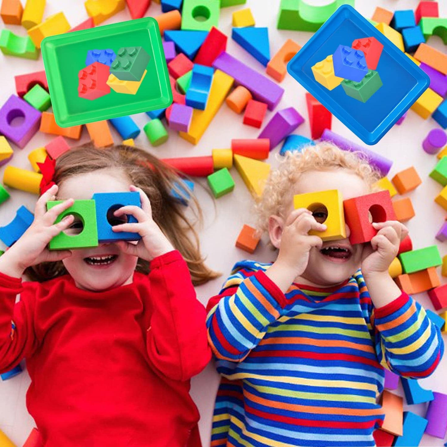 12 Pack Activity Plastic Art Trays,Multicolor Plastic Art Trays,Serving Tray for Art and Crafts,DIY Projects,Painting,4 Color