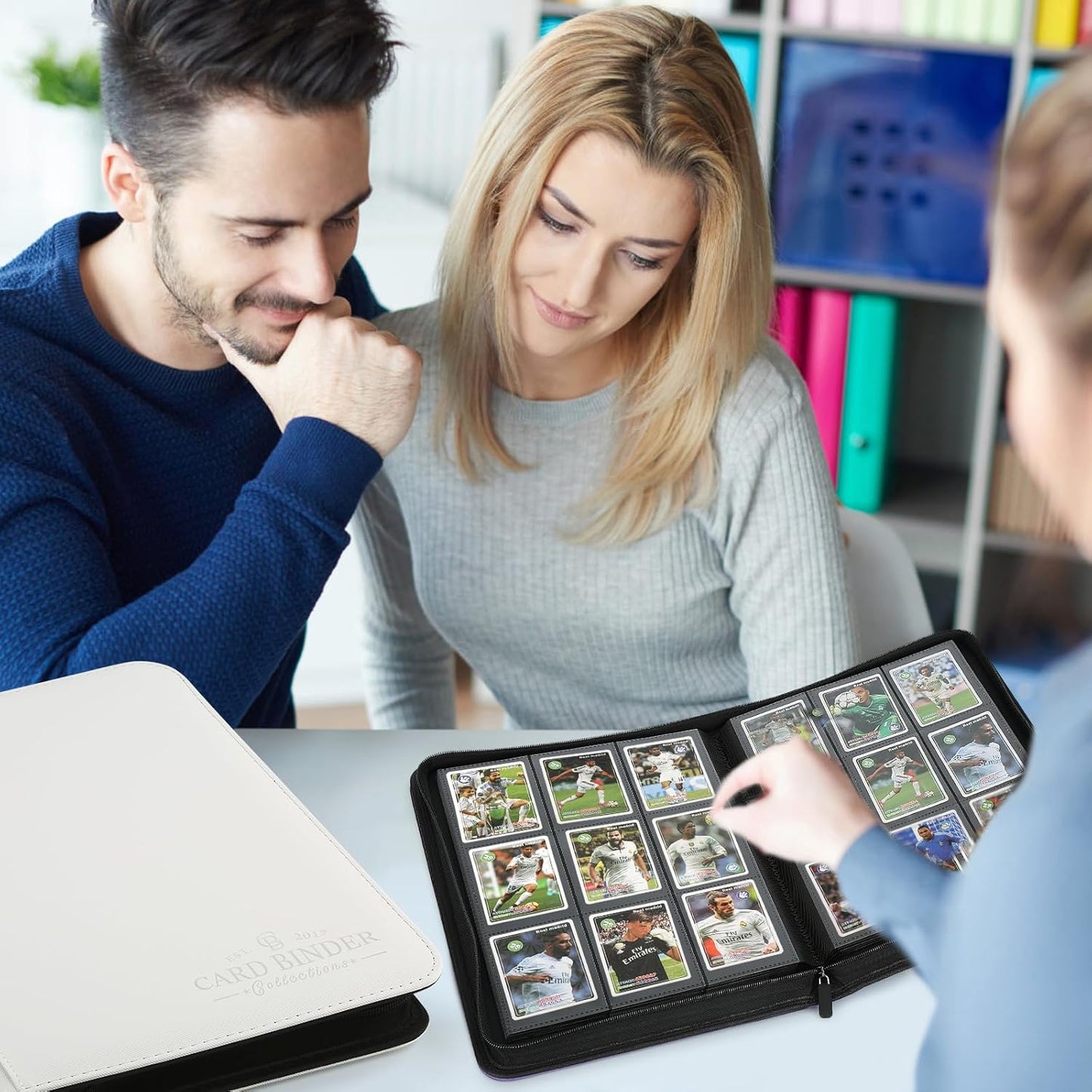 9 Pockets Card Binder,Premium Zip Trading Card Binder,540 Double Sided Pocket PU Collection Binder, Collector Album, Card Folder for MTG, TCG, Business Cards.(White)