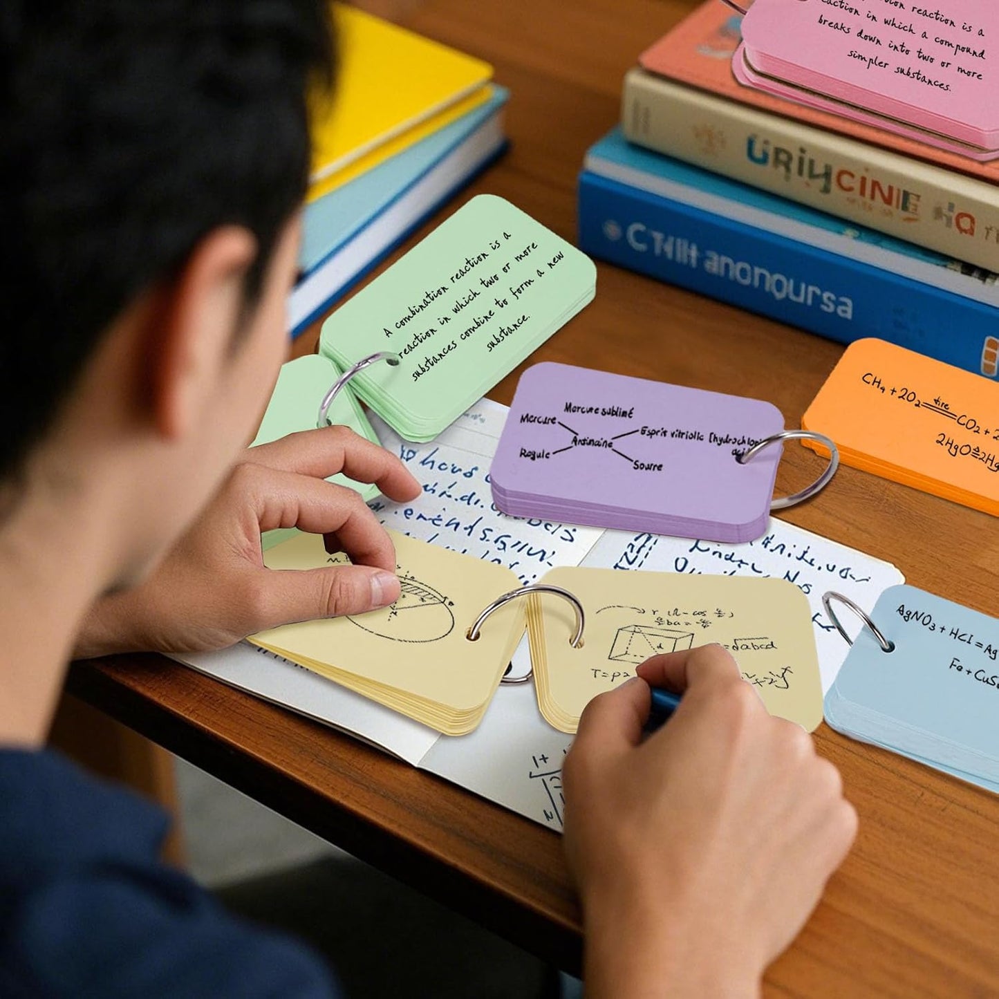 Koogel Index Cards 3x5, 480PCS, Colored Index Cards with Ring for Back to School, Heavyweight Notecard Flashcard for Studying Learning College Memory Recipe Game Teacher Classroom Supplies, 6 Colors