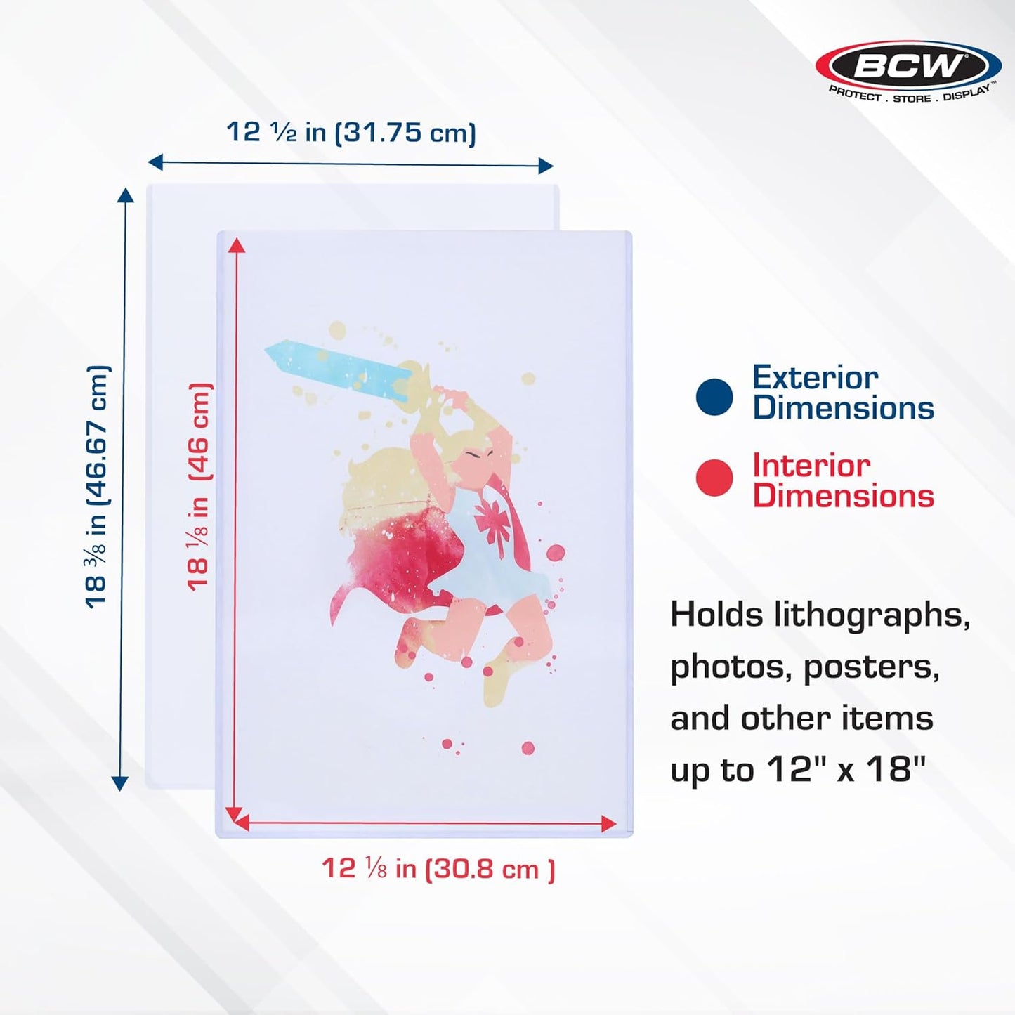 BCW 12x18 Topload Holder - 10ct | Rigid Plastic Protection for 12x18 Lithographs, Posters, Prints | Durable Clear Sleeves for Photos, Artwork, Documents | Safe Storage and Display