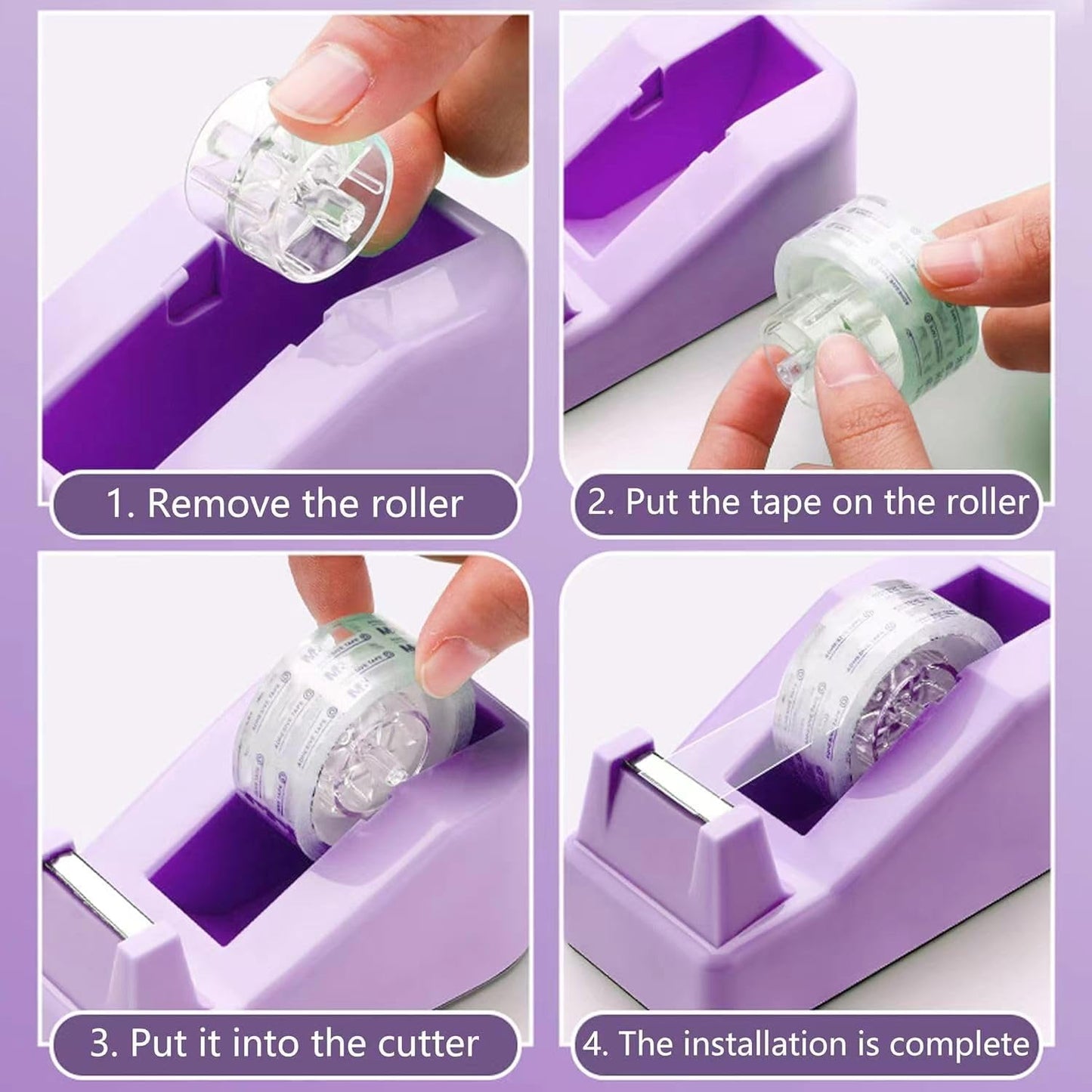 Purple Desk Accessories, Pink Office Supplies Set with Stapler, Tape Dispenser, Staple Remover, Pen Holder, Scissor, Binder/Paper Clips, Ballpoint Pen, Clear Tape and 1000pcs Staples