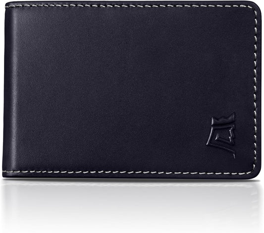 Kings Loot Wallet for Men | Minimalist Slim RFID Blocking Leather Design with Cash Pocket & Card Pull Strap | Holds 1-15 Cards | Stylish & Durable Wallets (Sapphire)