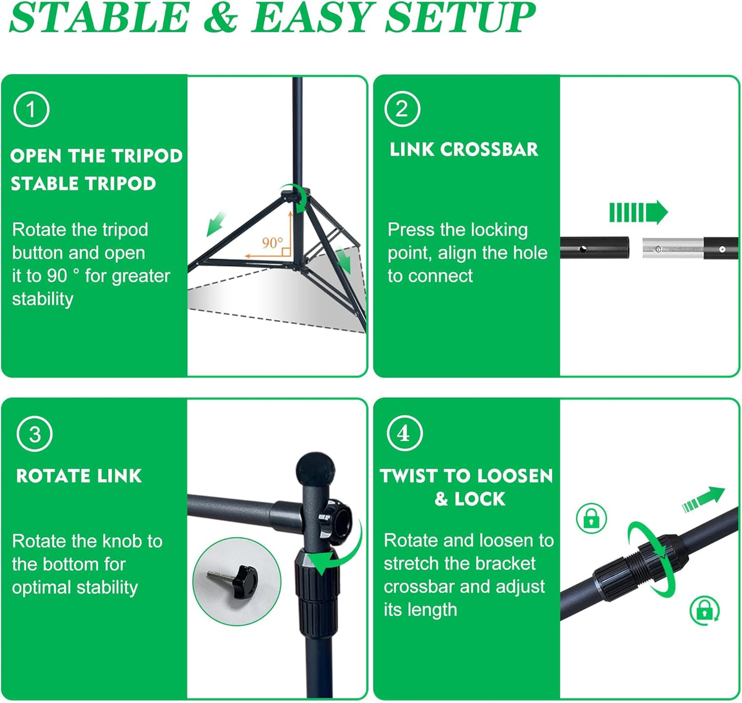 2-in-1 Green Backdrop Stand Kit - 8.5x12 ft Green Backdrop with 10x8.5ft Portable Photography Stand for Video Streaming,Zoom Meetings,Parties,Anti-Wrinkle Polyester Fabric