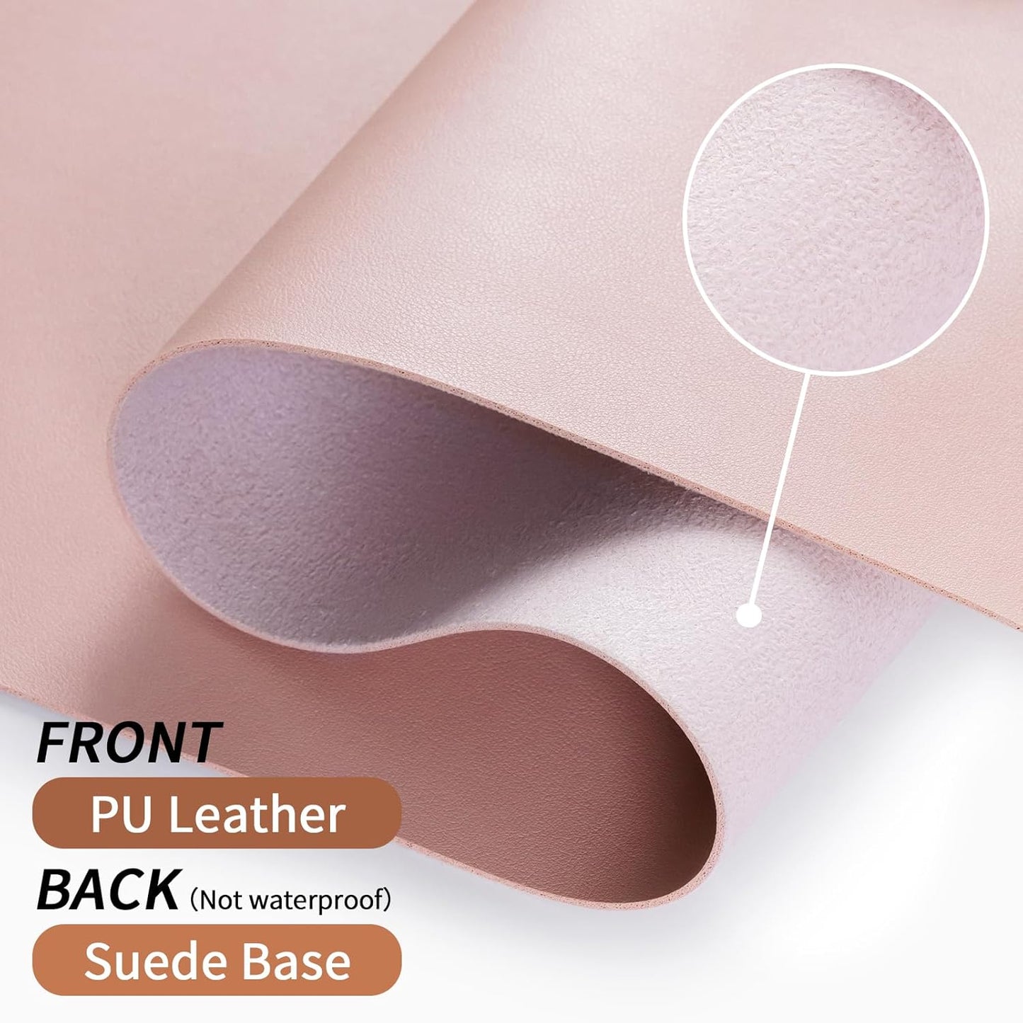 Bloss Pink Desk Mat, Waterproof Non-Slip Leather Desk Pad, Large Mouse pad, Computer Mat for Desk, Pink Desk Accessories Easy Clean for Office/Home(35.4×15.7 Inches)