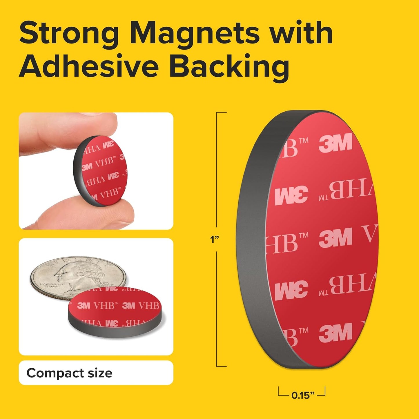 Adhesive Strong Magnets Heavy Duty (100 pcs 1x0.15) - Round Magnet - Strong Sticky Magnets with Adhesive Backing - Ceramic Magnet, Ferrite Ideal for for Industrial Use