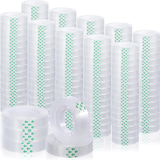 Jetec 100 Rolls Clear Tape Bulk Transparent Invisible Tape Refills 1/2 x 1260 Inches Glossy for Gift Wrapping Dispenser Office School Home Use Gift Wrap Desk Supplies