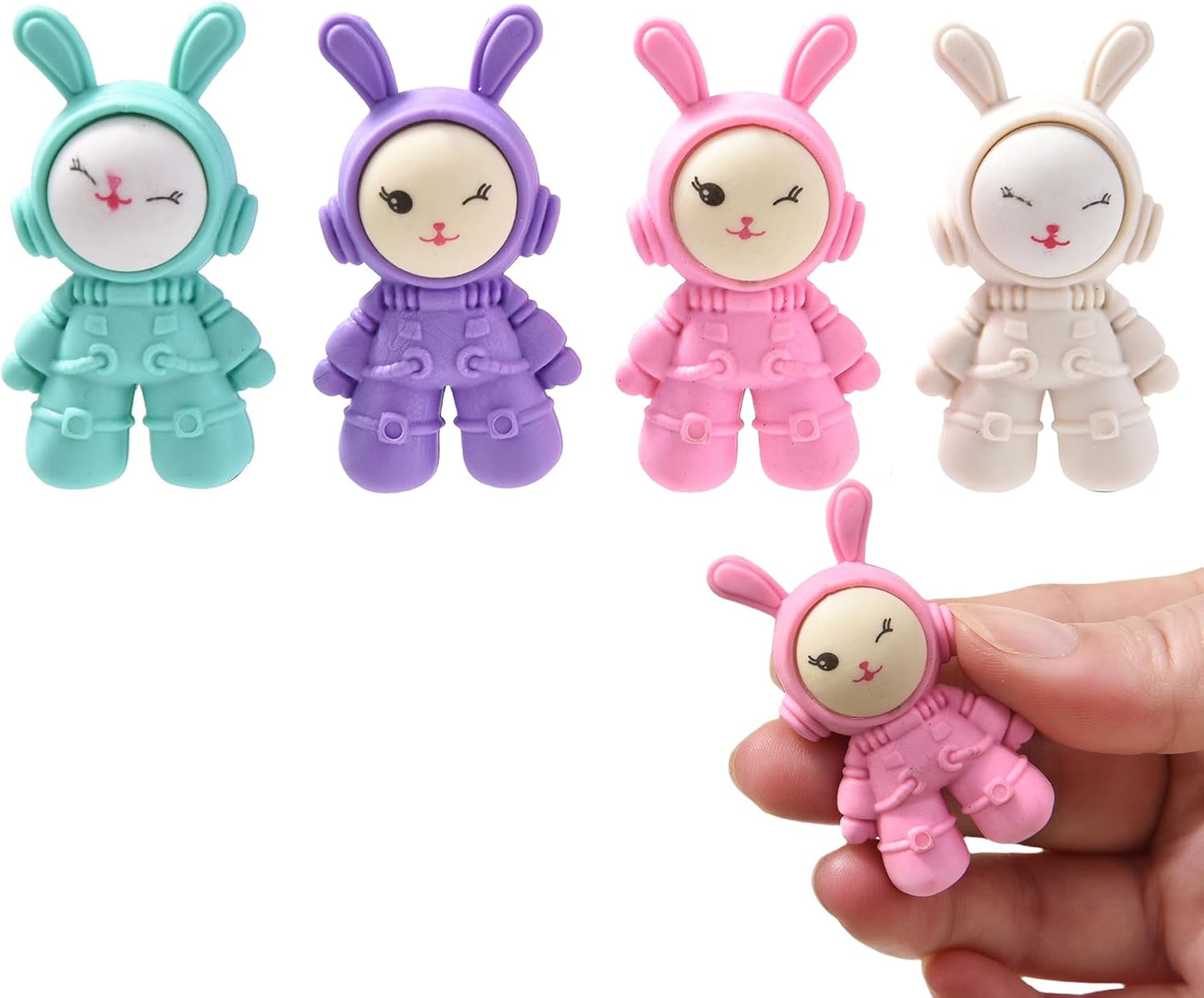 20Pcs Outer Space Themed Erasers for Kids Bulk, Cute Rabbit Astronaut Buddy Eraser Spaceman Erasers for School Classroom Supplies Party Favors