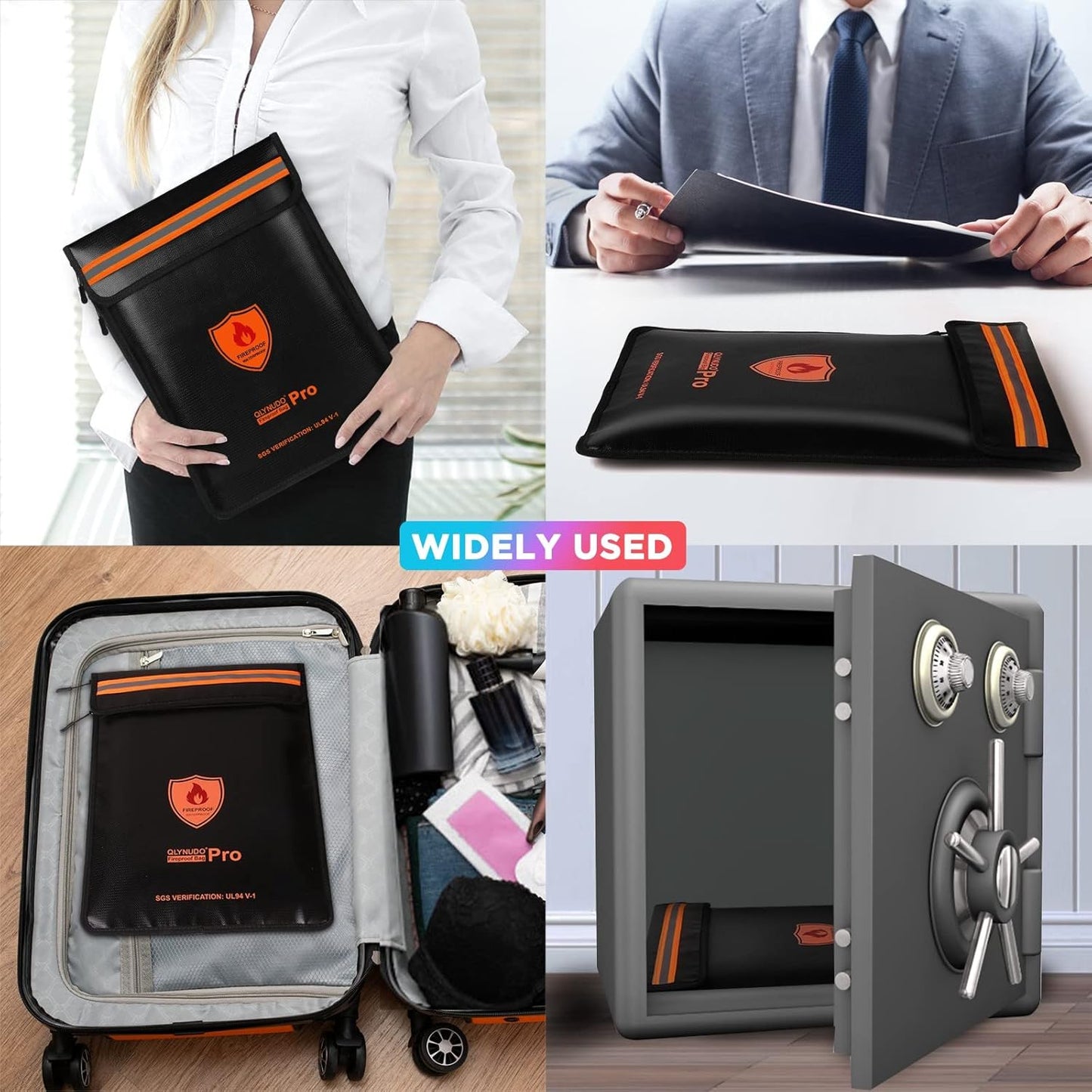 4200℉ Upgraded Fireproof Document Bag, Important Waterproof Document Holder with Thermal Insulation Layer, Legal Size Fireproof Envelope with Zipper/Reflective Strip