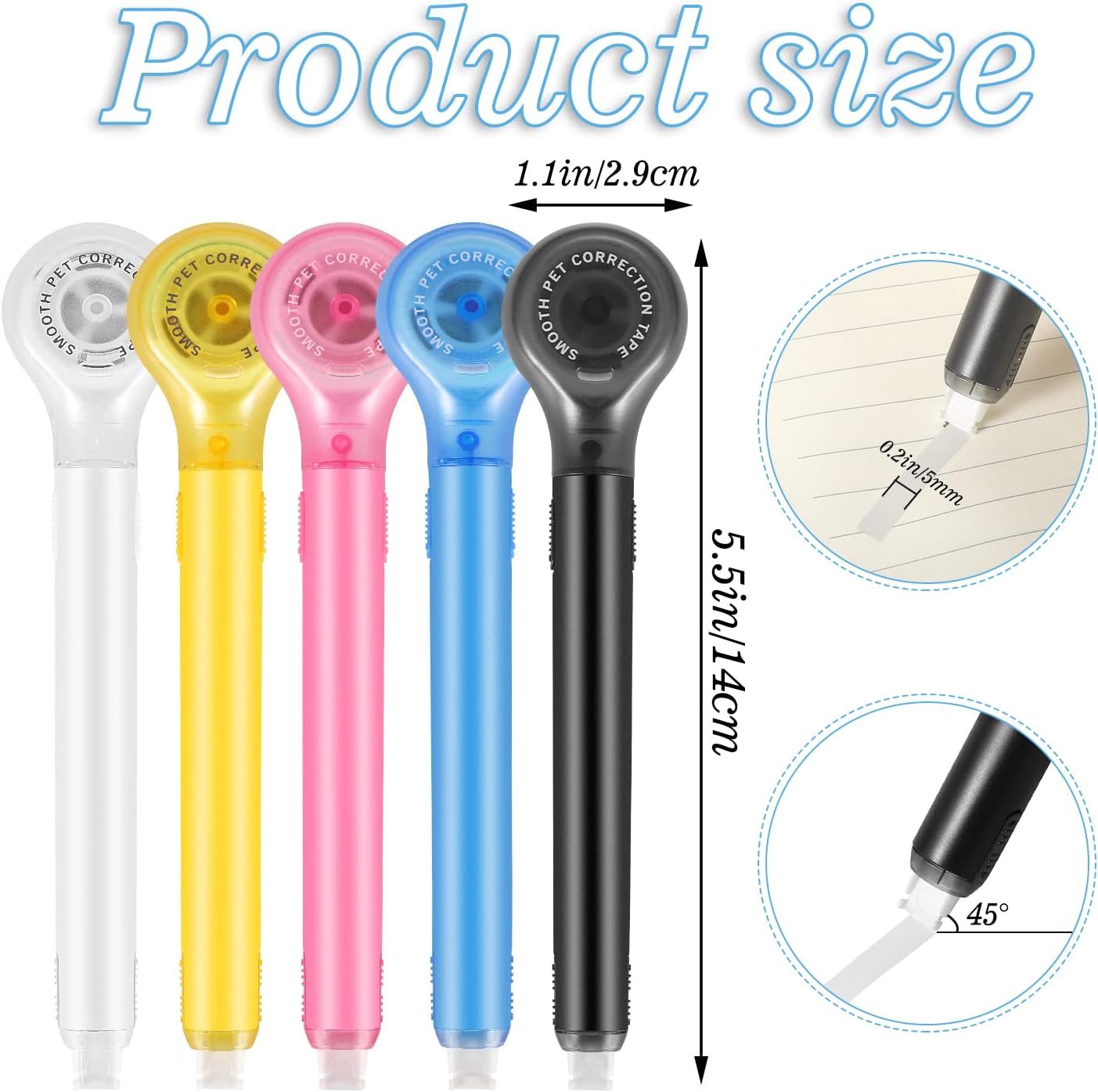 BESARME 12 Pieces Correction Tape Pen, Push Pull Protective, Easy to Use Applicator for Instant School Office Supplies, 1/5 X 236 Inch