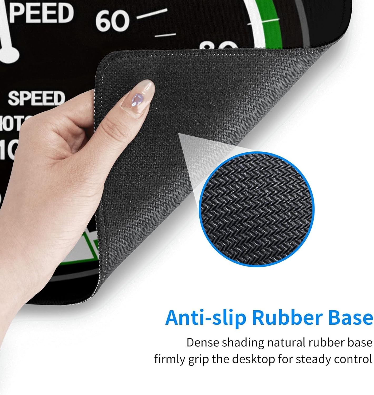 Aircraft Speedometer Pilot Flight Mouse Pad, Airplane Large Big Gaming Mouse Pad Desk Pad, Mousepad with Non-Slip Rubber Base, Extended XXL Mouse Mat for Computer Laptop Office Accessories