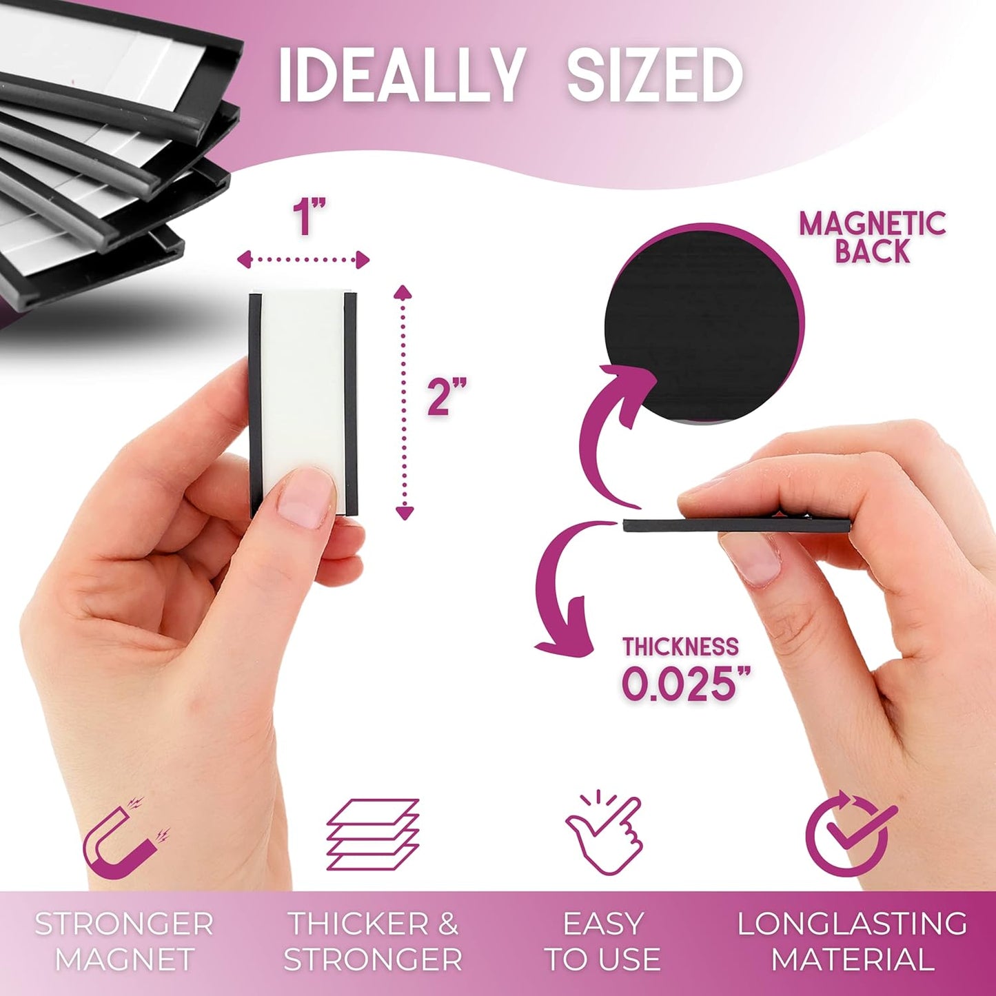 Availey 60 Pack Magnetic 'C' Channel Label Holders for Metal Racks and Shelves with Protective Films and Replacement Strips 2" x 1"