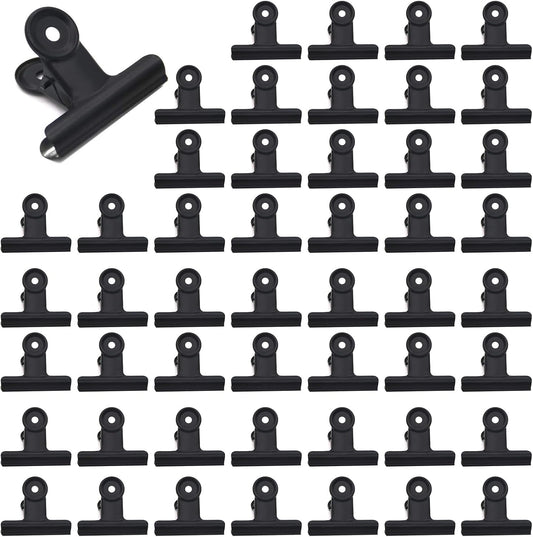50 Pcs Metal Bulldog Clips, Gold Bull Binder,Mini Metal Paper Clips 0.87 in Hinge Clips Small for Tags Bags, Food Bags,Pictures Photos,Art Work,Office and Home Kitchen,Price Tag (Black)