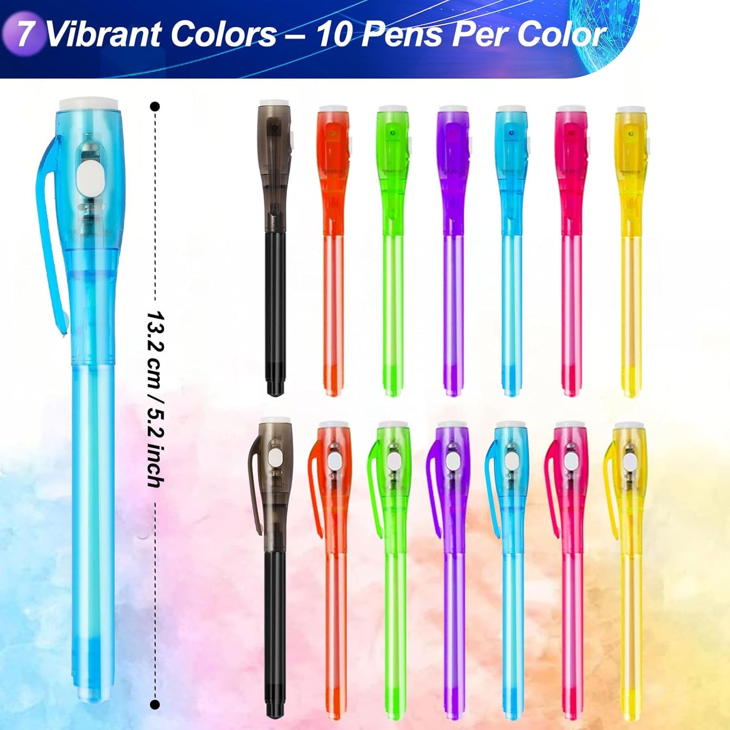 7PCS Invisible Ink Pens with UV Light 7 Colors Spy Pens for Secret Messages – Fun Party Favors, Halloween, Christmas, Stocking Stuffers, Treasure Hunt, Classroom & Birthday Gifts