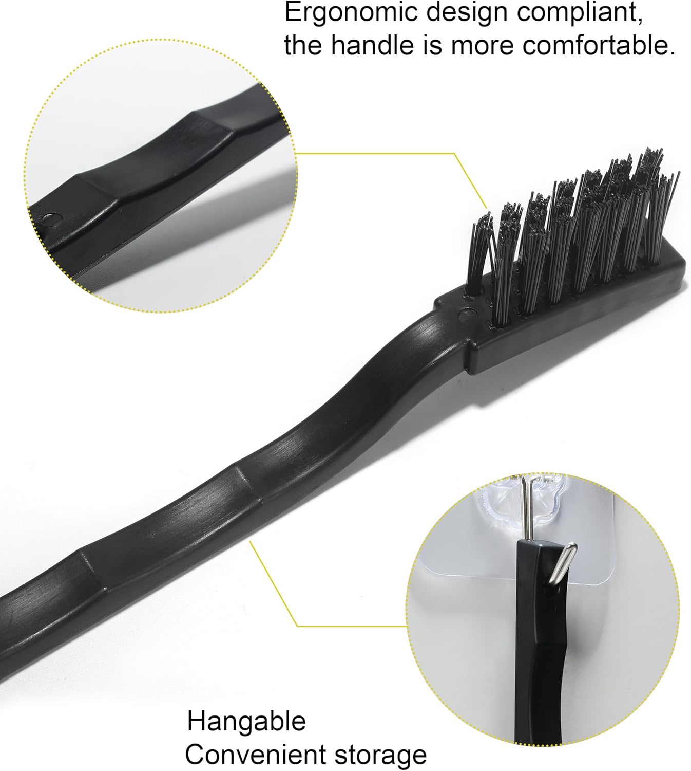 3 x 0.5cm Three Row Plastic Handle Anti Static Brushes Black 5 Pcs