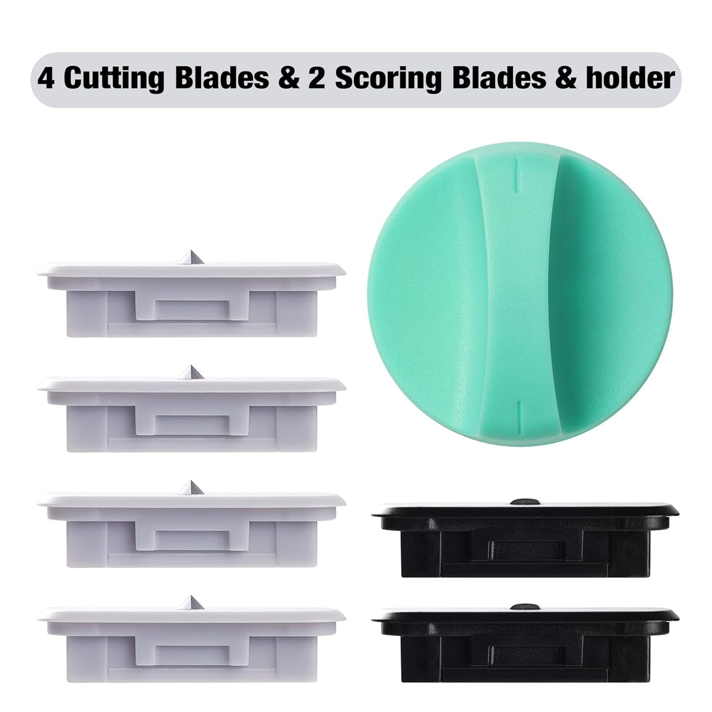 Likart 6-Pack Paper Cutter Replacement Blade kit,Compatible for Cricut Portable Trimmer/Basic Trimmer/Cricut Roll Holder,4 Cutting Blades & 2 Scoring Blades with a Holder,Light Green